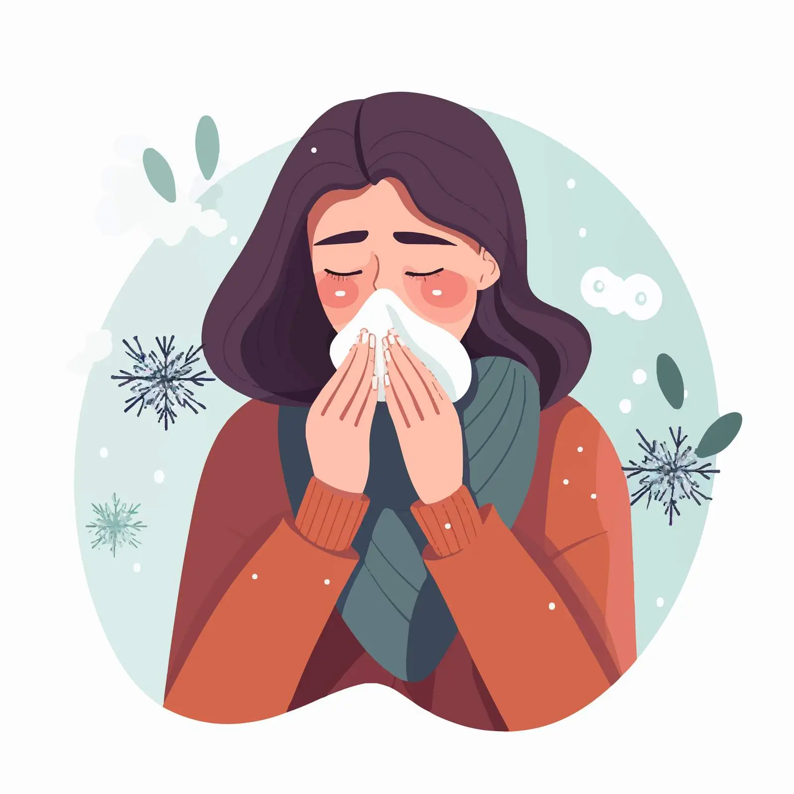 Woman Sneezing Due to Allergy Symptoms — free download from Dotvec