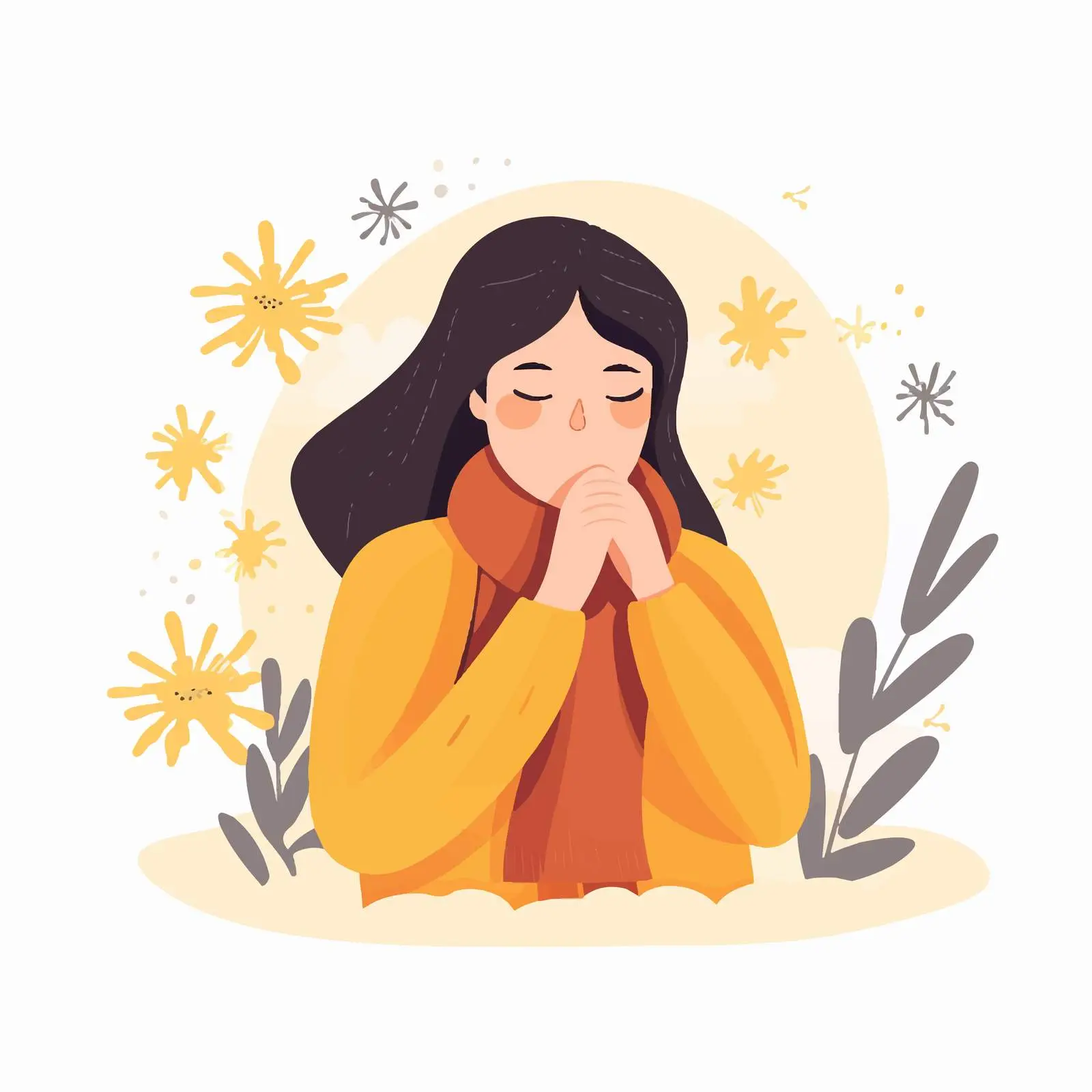 Allergic Woman Sneezing Vector Illustration — free download from Dotvec