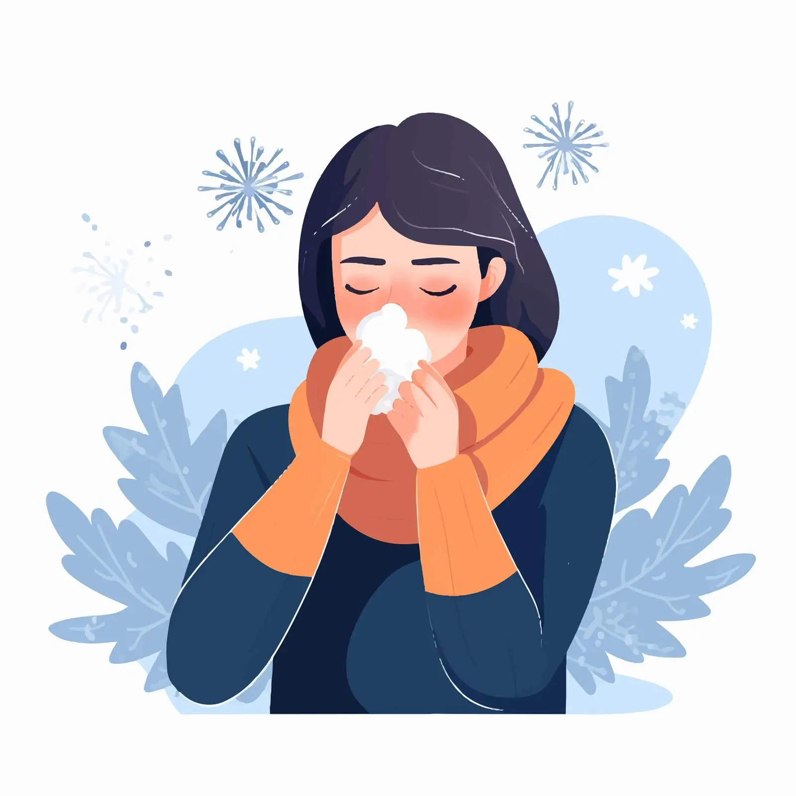 Allergic Woman Sneezing Vector Illustration – free woman in distress image from Dotvec