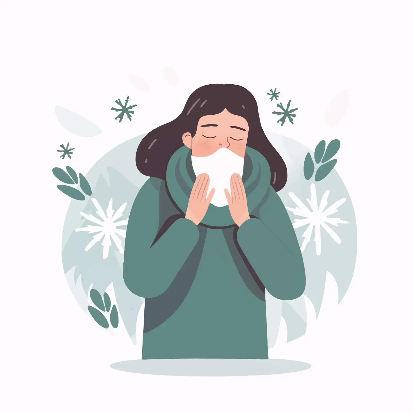 Sick Woman Sneezing with Allergies Vector — free download from Dotvec