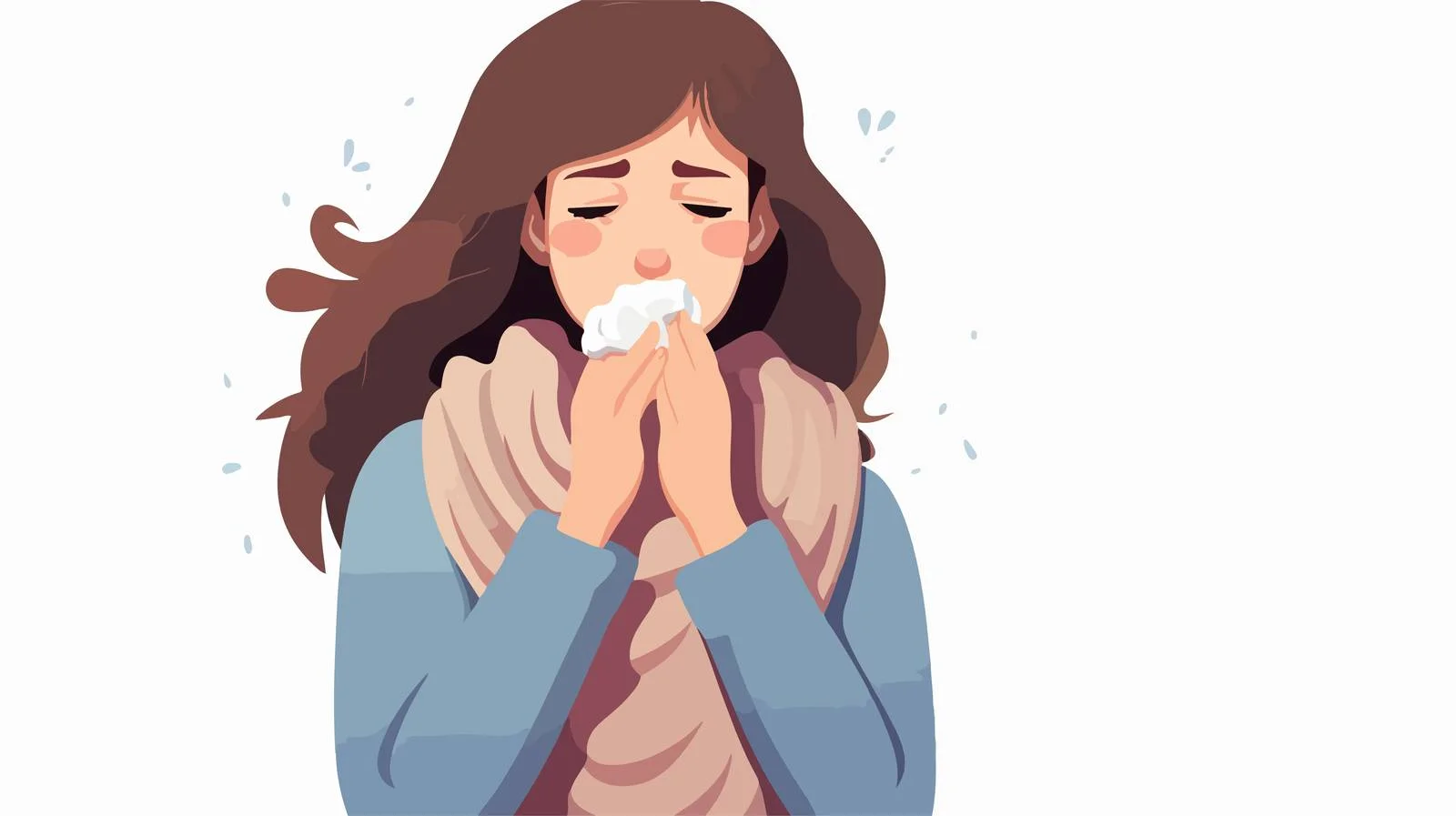 Illustration of Ill Woman Sneezing and Coughing — free download from Dotvec