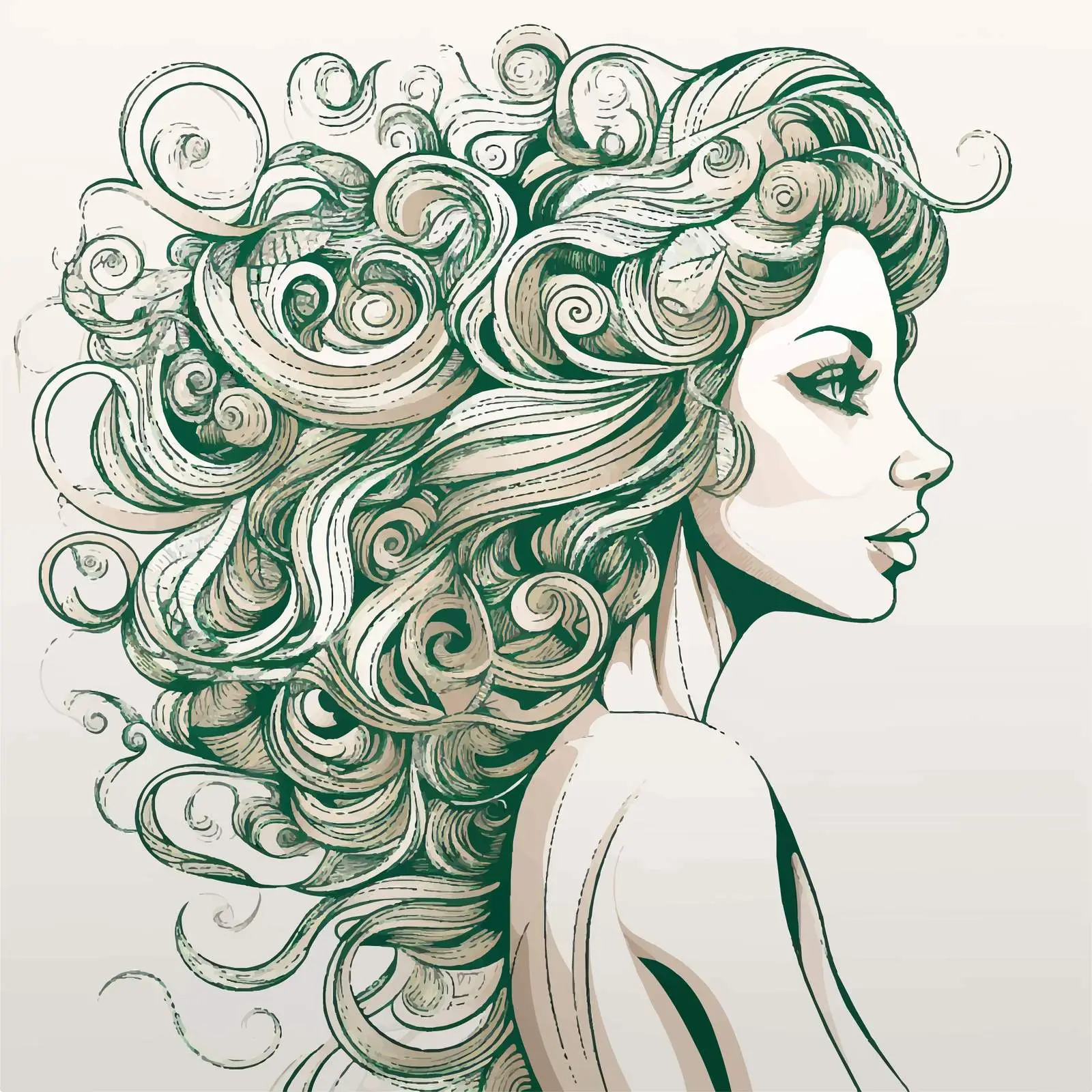 Doodle Outline Woman Side View Illustration — free download from Dotvec