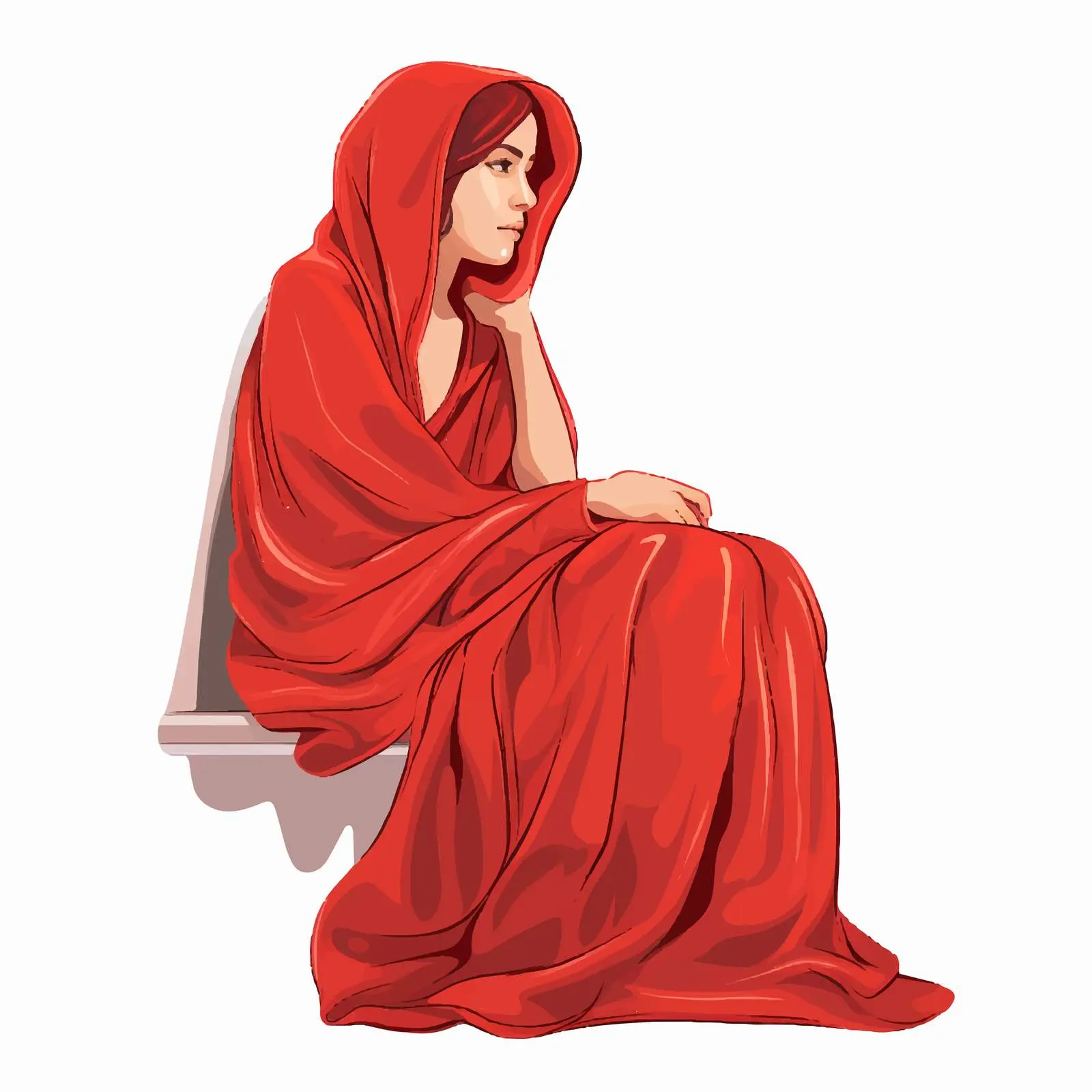 Side View of Woman in Towel Illustration — free download from Dotvec