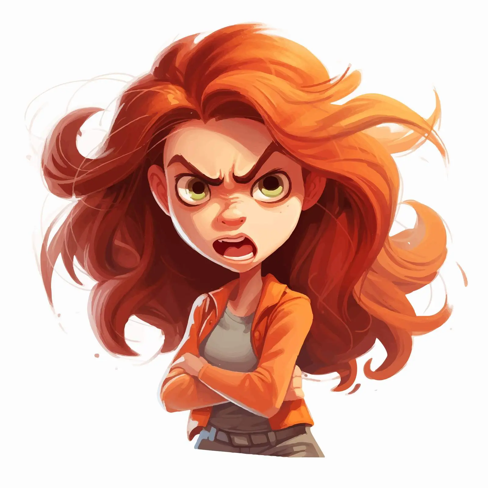 Angry Girl Cartoon Character Side View Illustration – free childlike drawing image from Dotvec