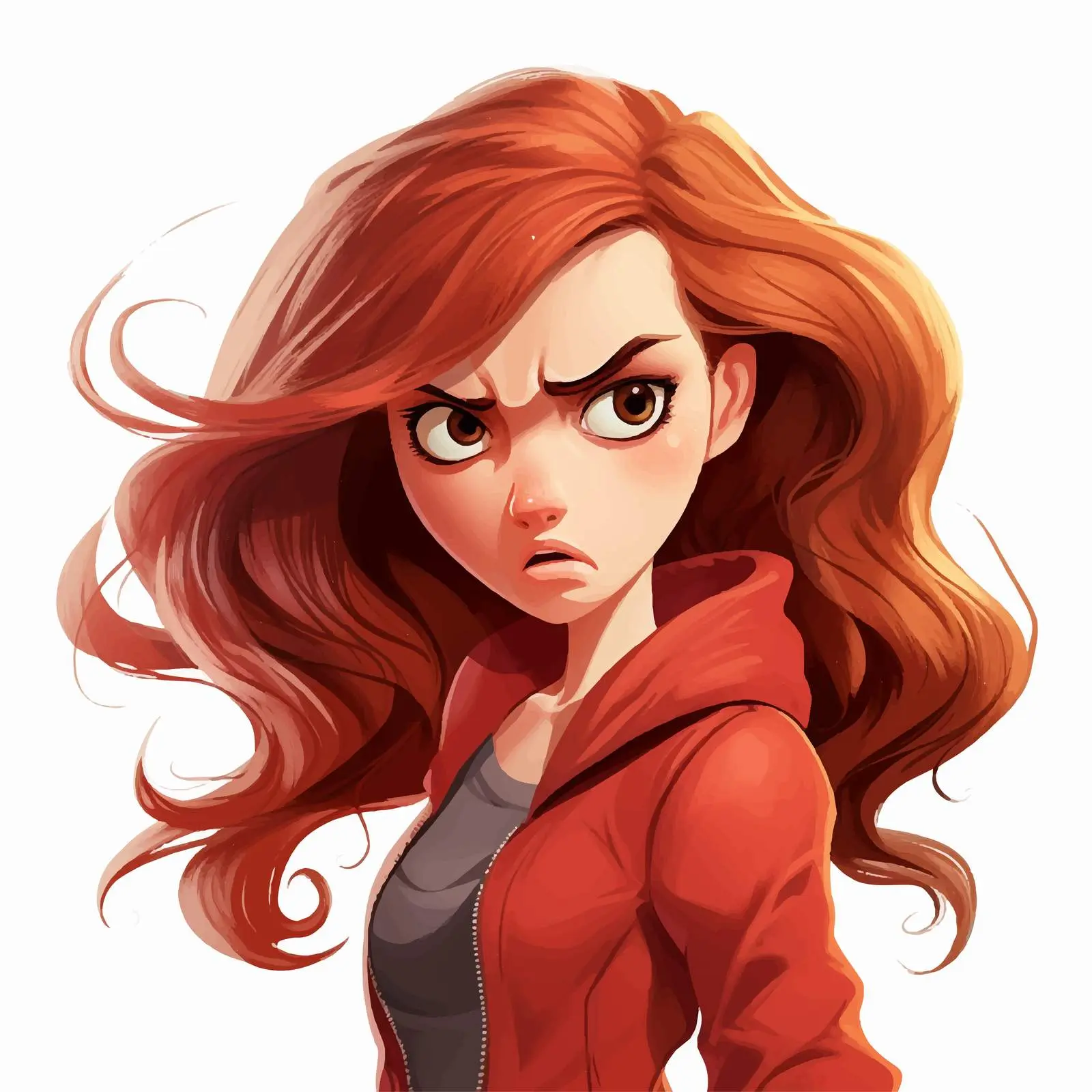 Angry Girl Cartoon Character Side View Illustration — free download from Dotvec