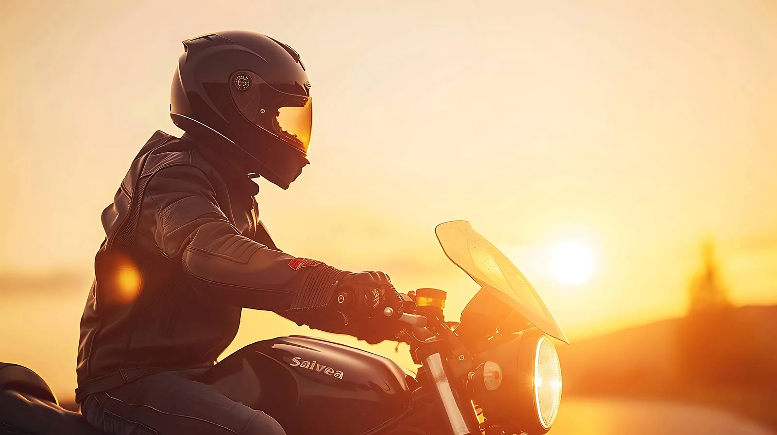 Profile of male motorcyclist in helmet — free download from Dotvec