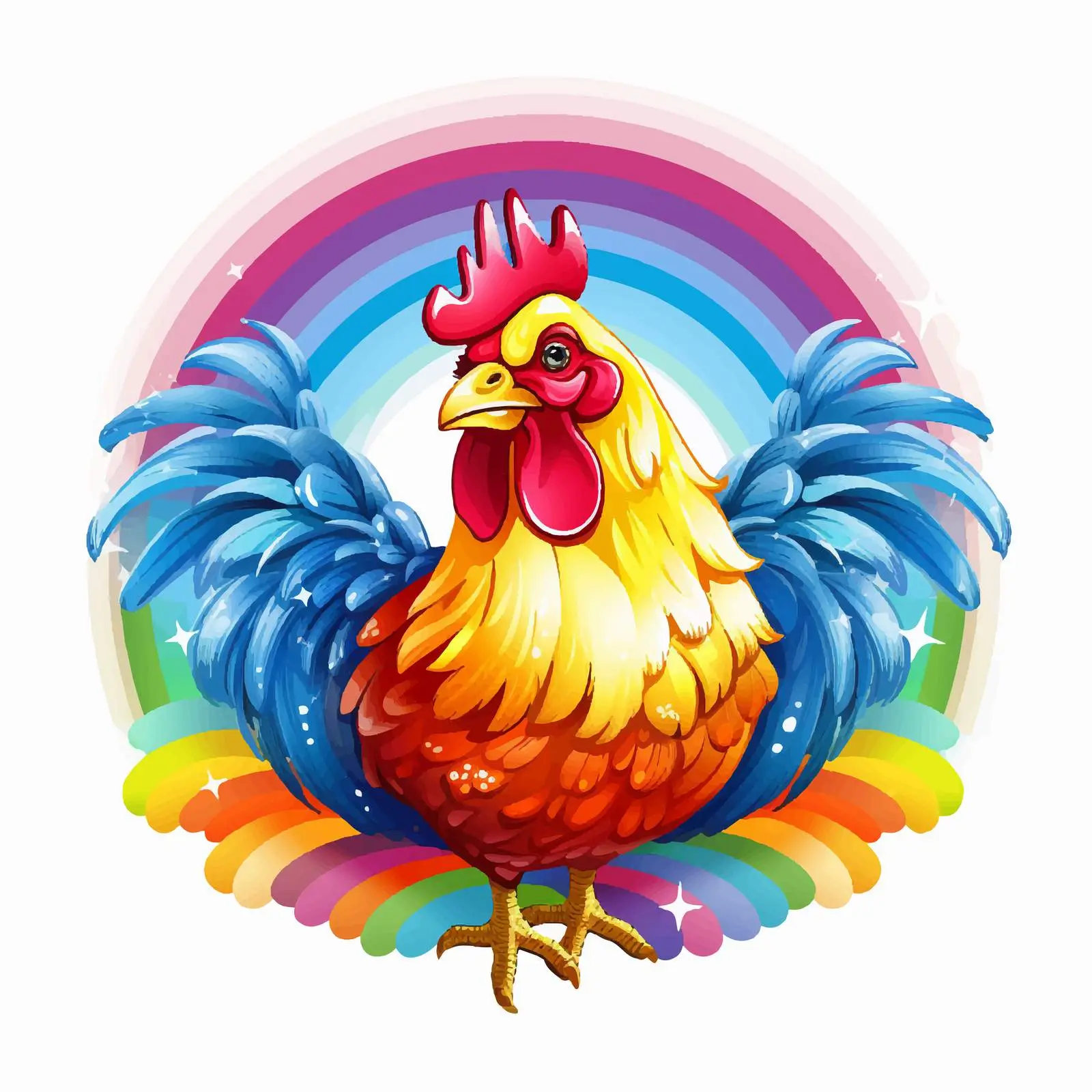 Poultry and Rainbow Illustration on White Background — free download from Dotvec