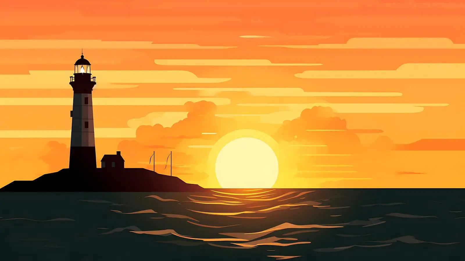 Ocean Lighthouse Silhouette — free download from Dotvec