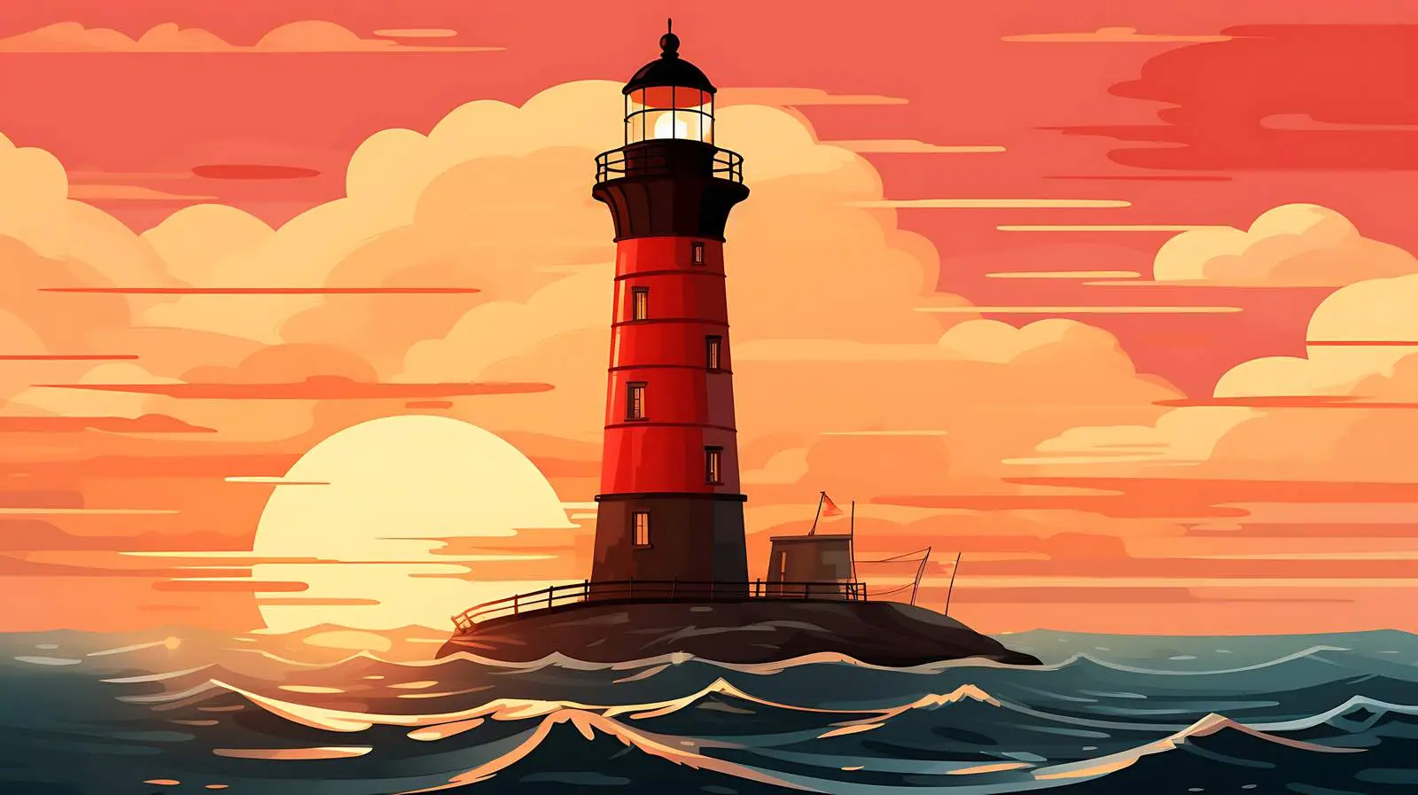 Lighthouse in Ocean Silhouette — free download from Dotvec