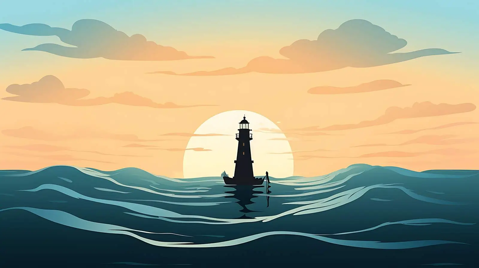 Ocean Lighthouse Silhouette — free download from Dotvec