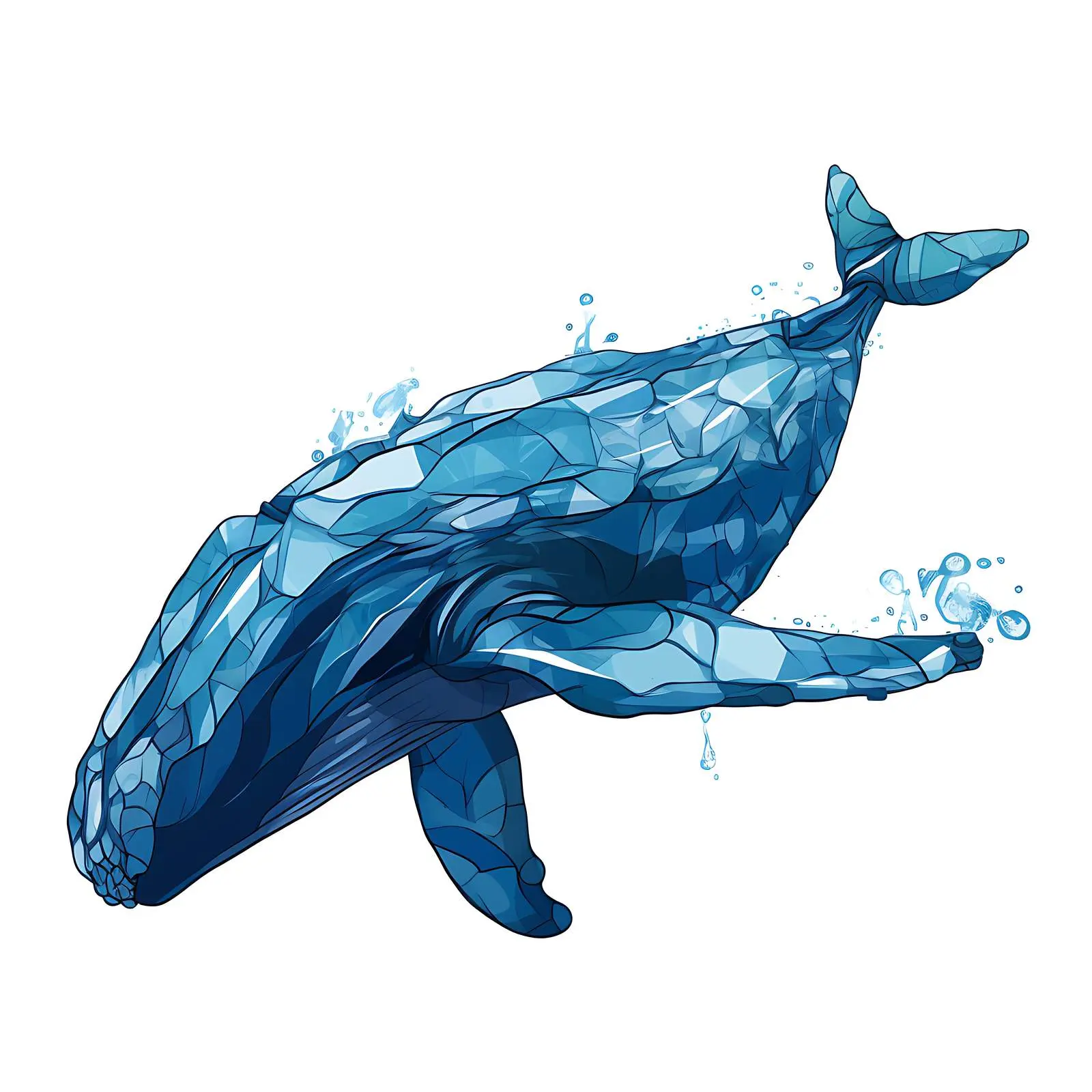 Silhouette of Blue Whale from Crumpled Plastic – free conservation image from Dotvec