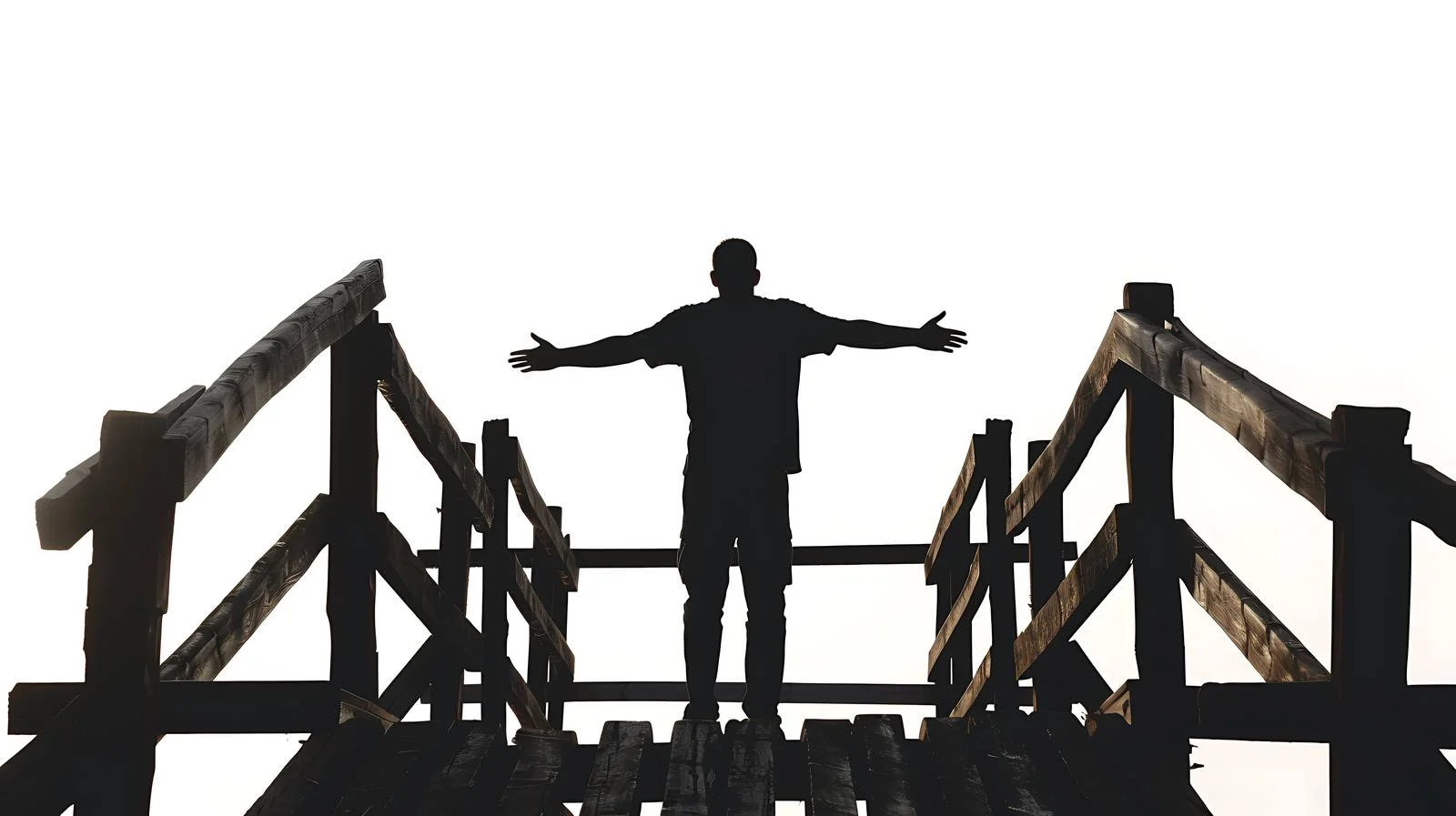 Peaceful Silhouette on Wooden Footbridge — free download from Dotvec