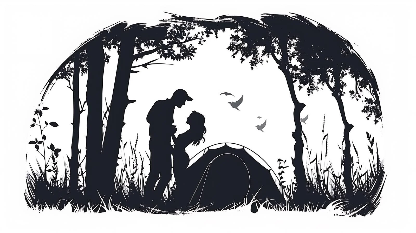 Romantic Camping Silhouette — free download from Dotvec