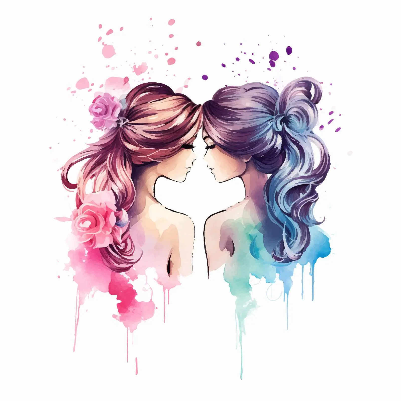 Silhouette of Two Stylish Girls with Perfect Hairstyles — free download from Dotvec