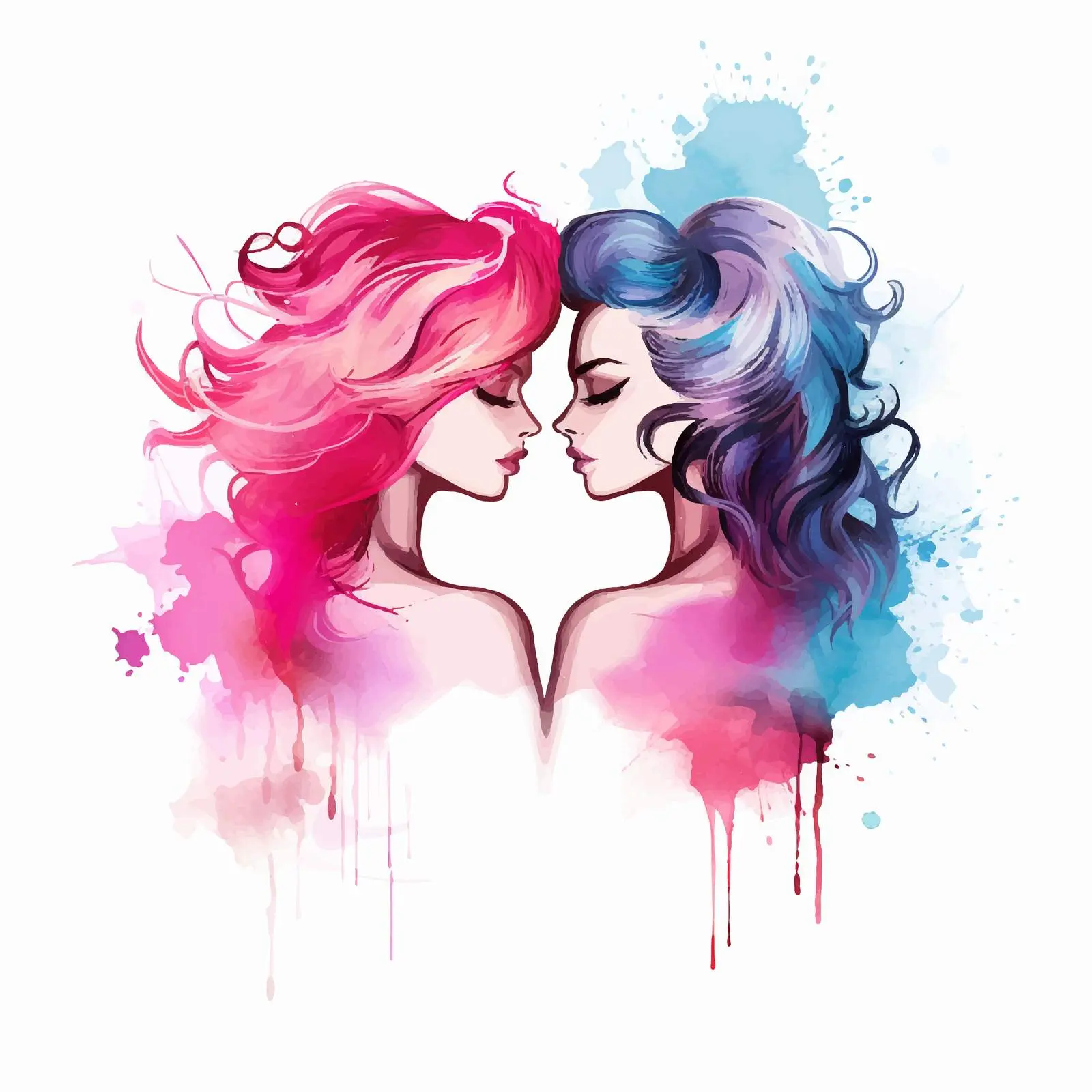 Stylish Silhouette of Two Girls with Perfect Hair — free download from Dotvec
