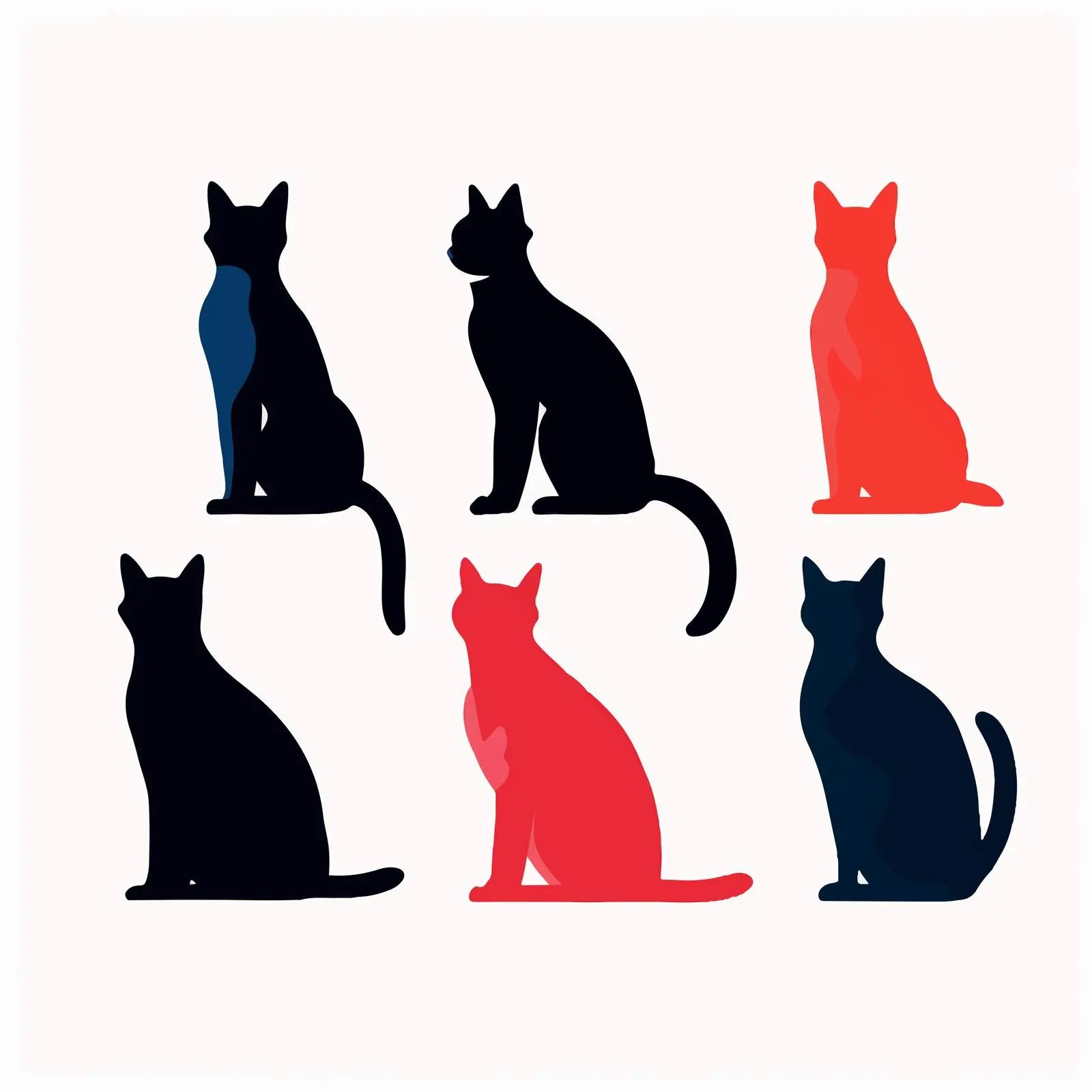 Colorful Cat Silhouettes on White Background – free playful cats image from Dotvec