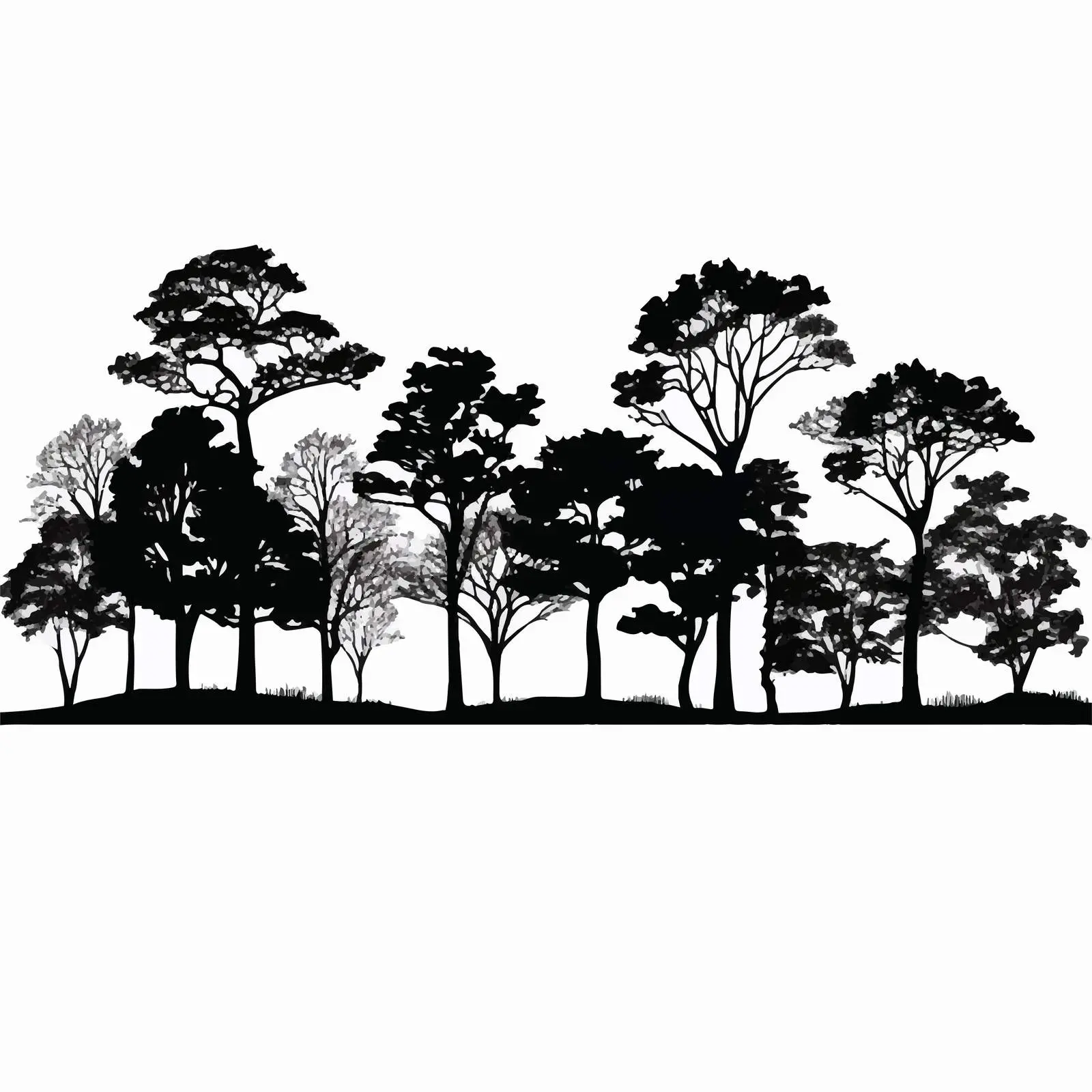 Silhouette of Trees on White Background — free download from Dotvec