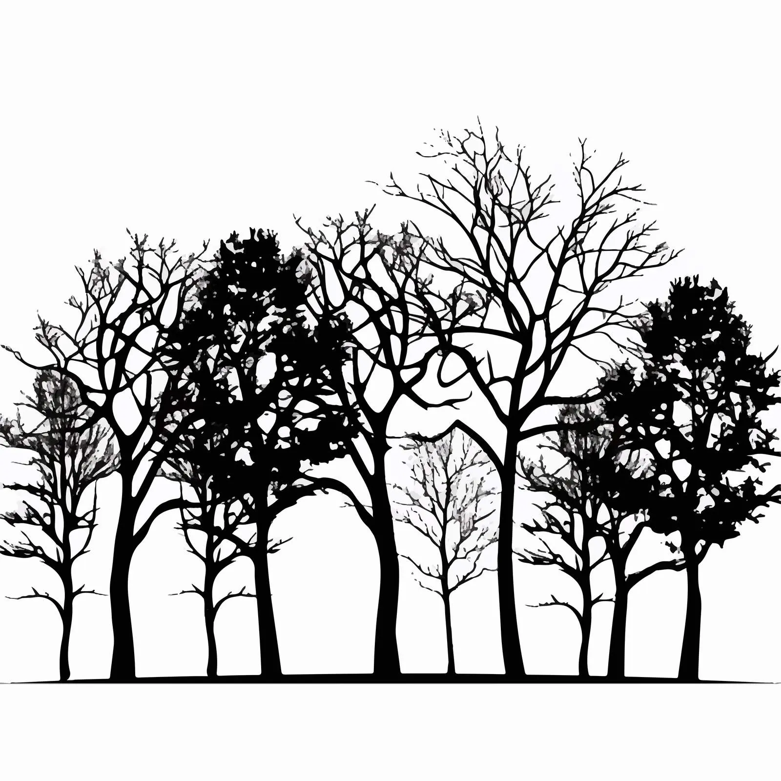 Silhouette of Trees on White Background Vector — free download from Dotvec