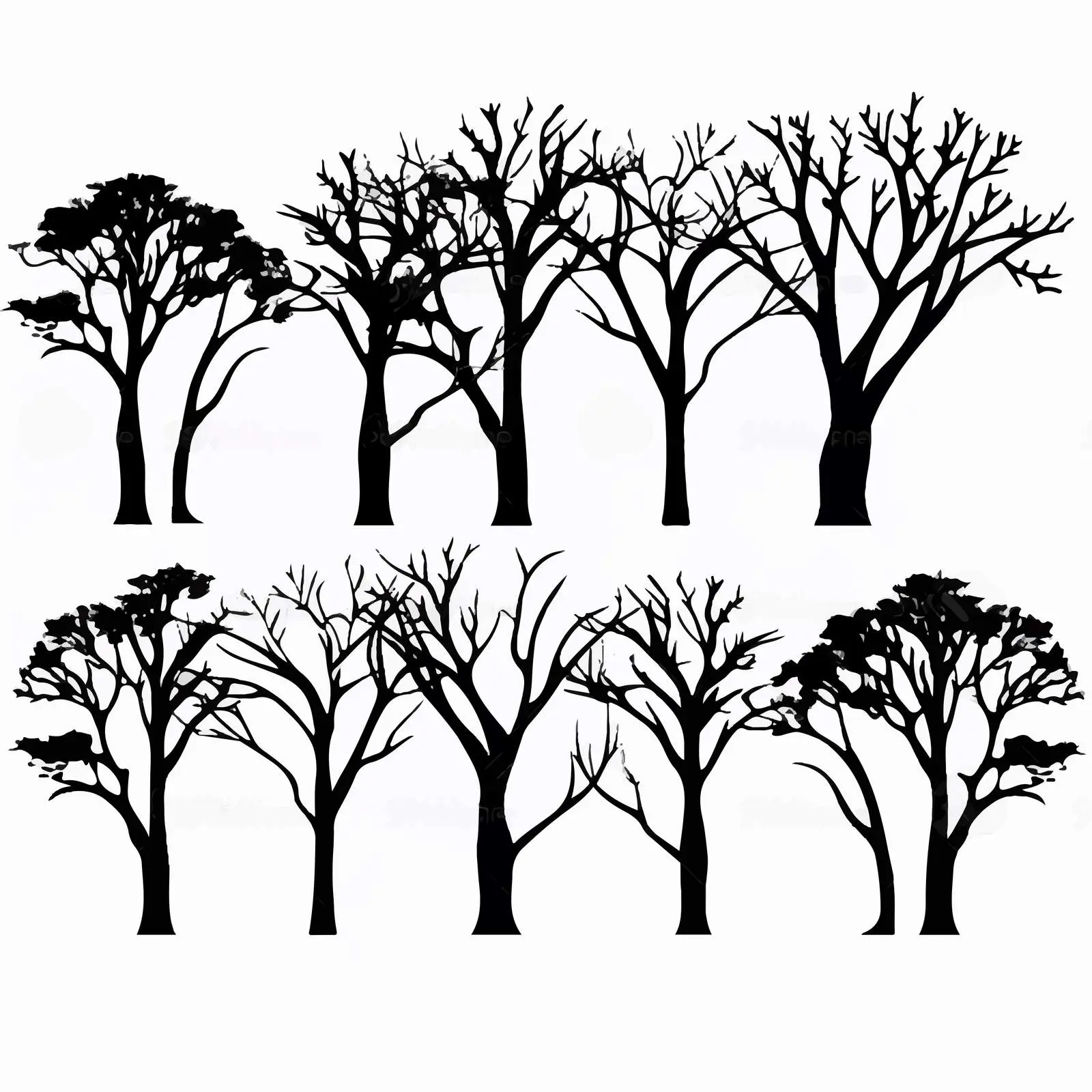 Silhouette of Trees on White Background Vector — free download from Dotvec