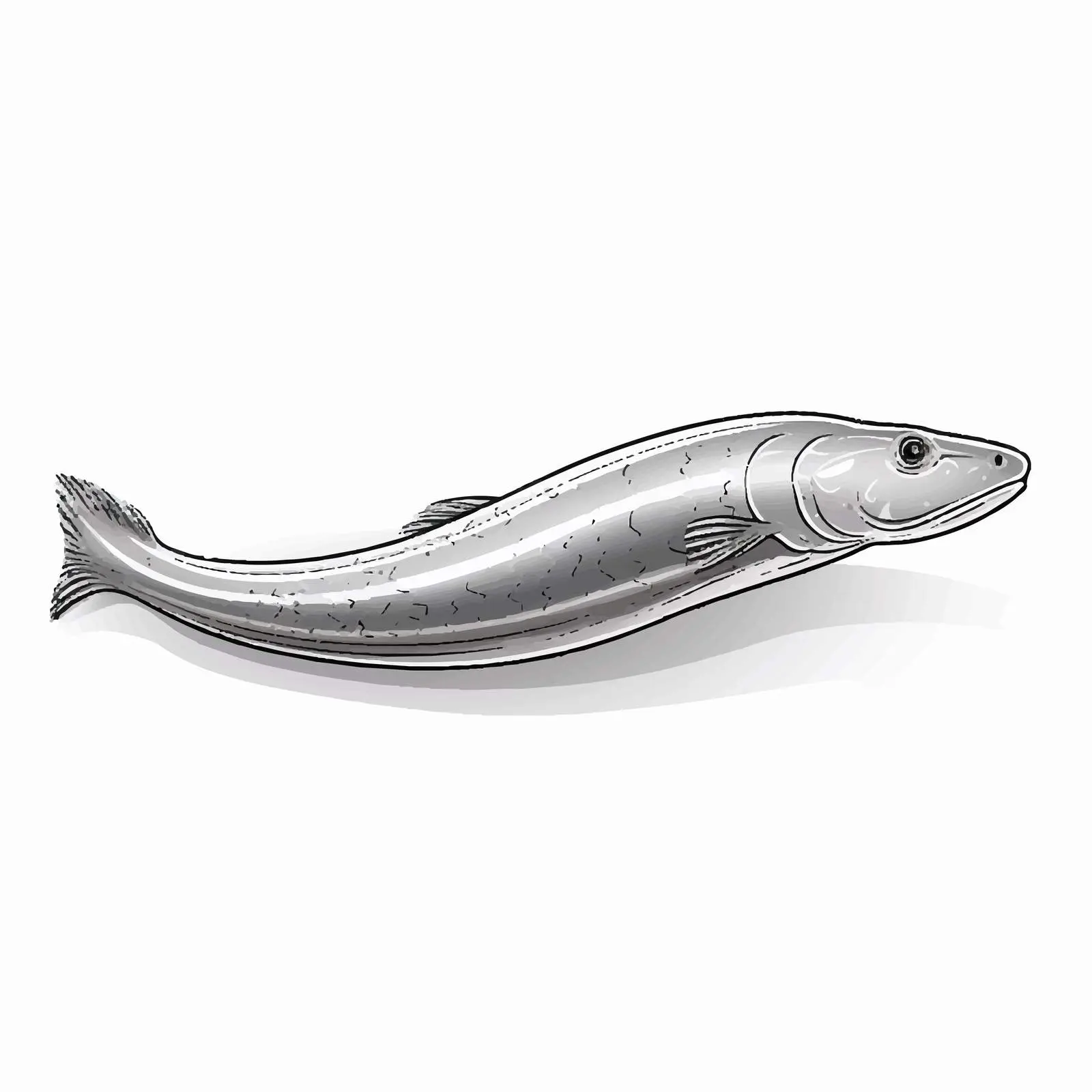 Silver Eel Vector Sketch Illustration on White Background — free download from Dotvec