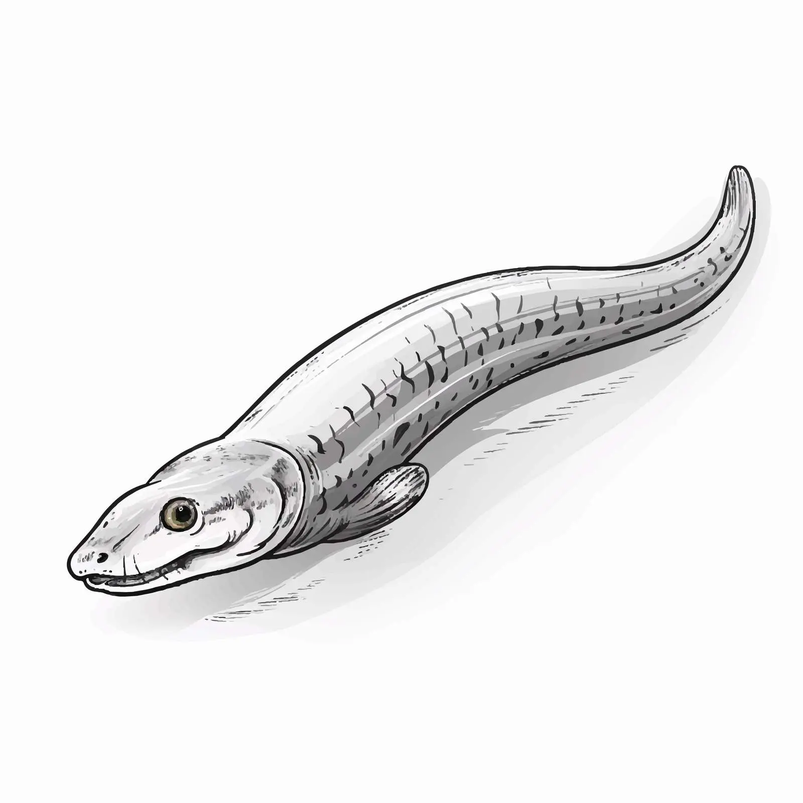 Silver Eel Vector Illustration on White Background — free download from Dotvec