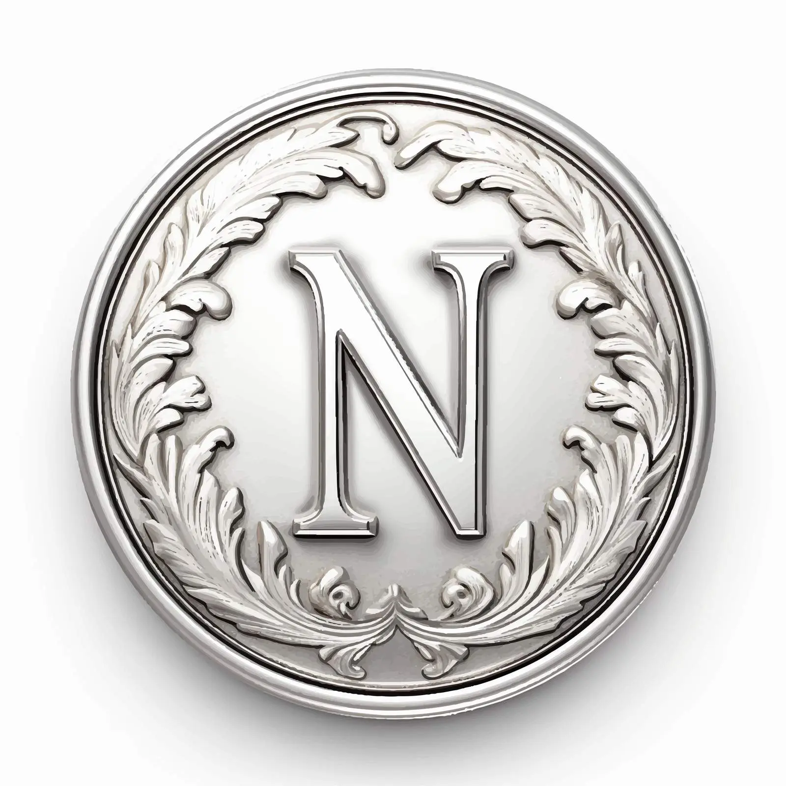 Silver Vintage Label with Latin Letter N — free download from Dotvec