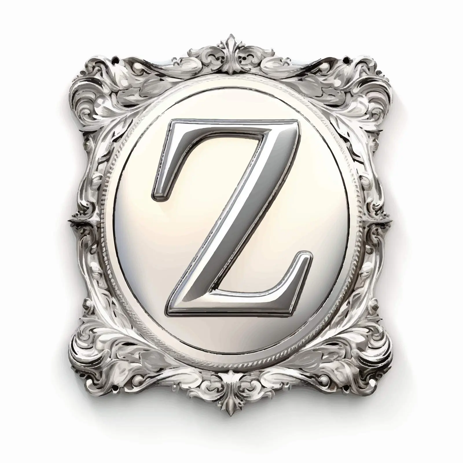 Vintage Silver Label with Z Latin Letter – free label decoration image from Dotvec