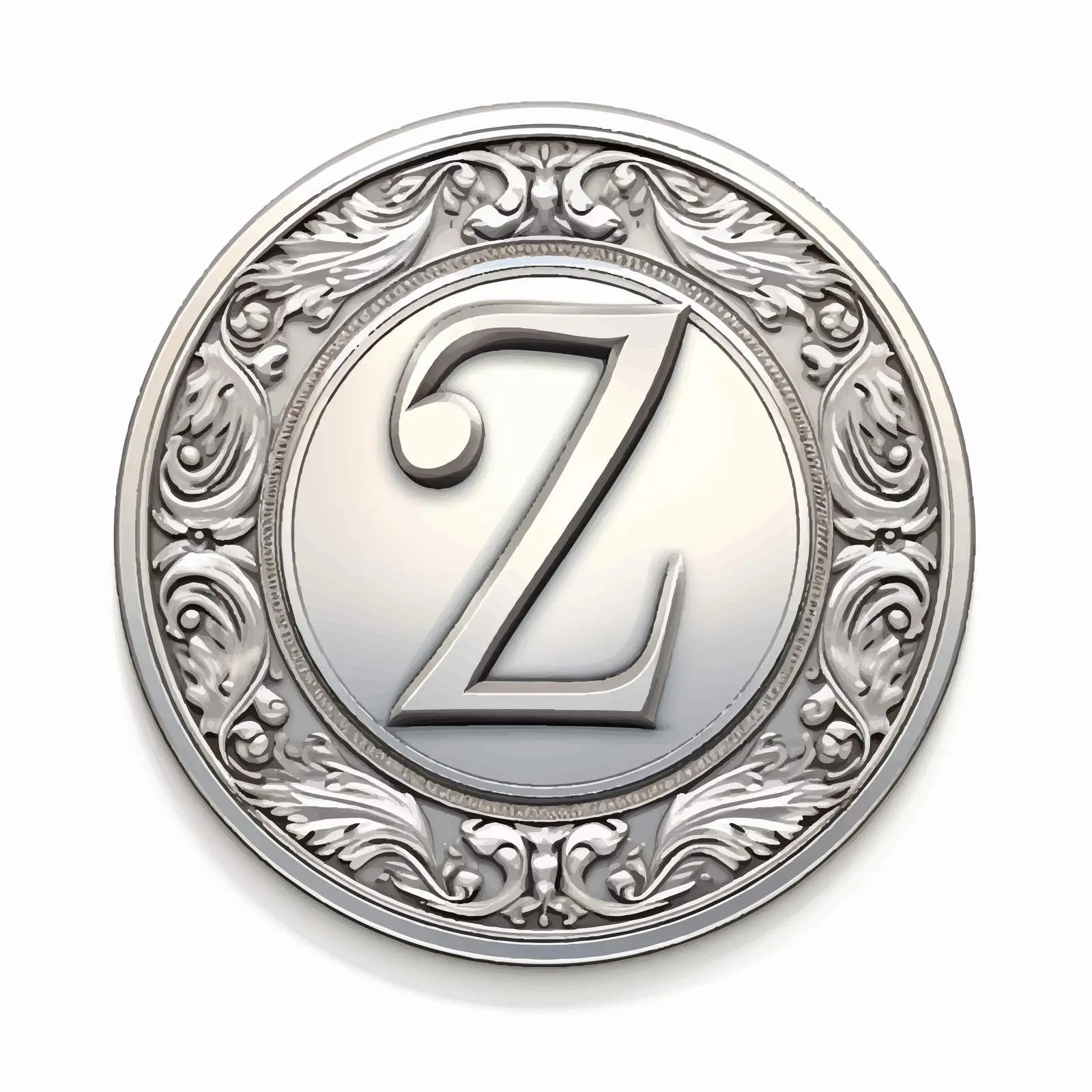 Vintage Silver Cartoon Label with Letter Z — free download from Dotvec