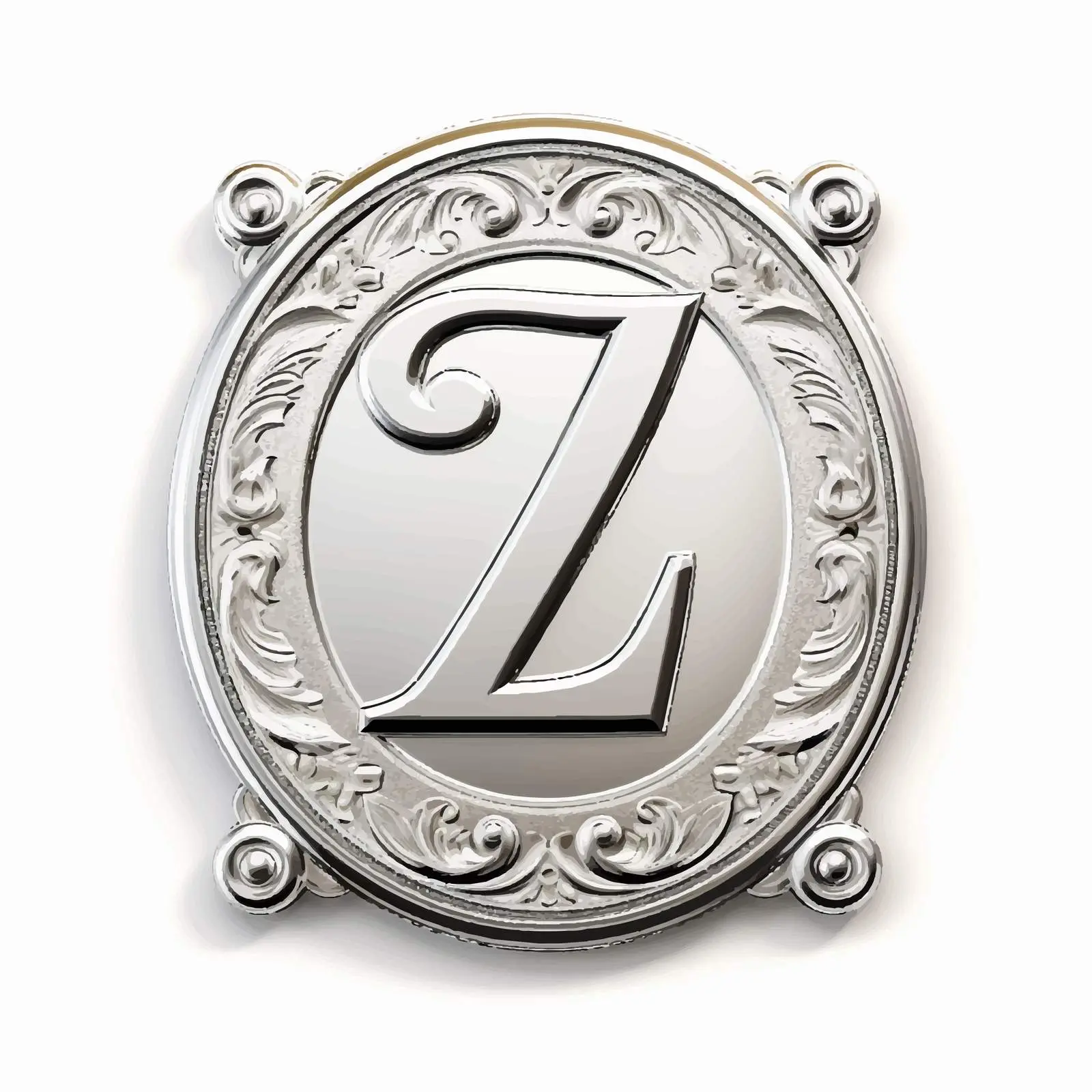 Silver Vintage Label with Latin Letter Z – free label decoration image from Dotvec