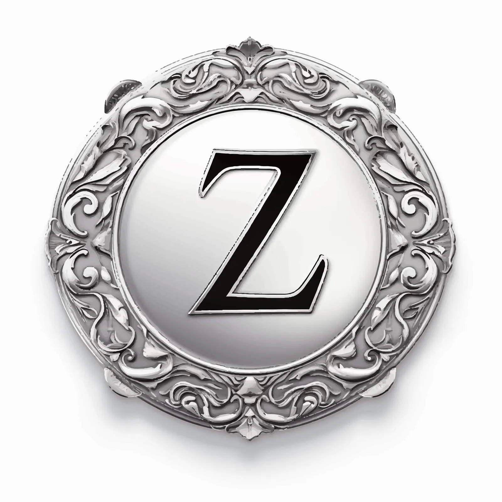 Silver Vintage Label with Latin Letter Z — free download from Dotvec