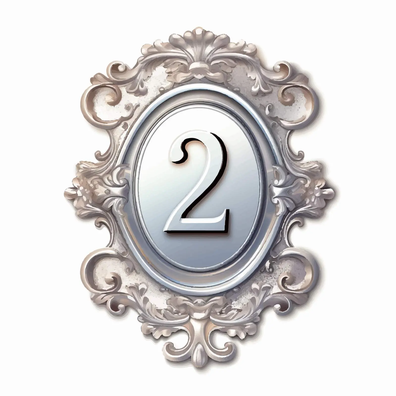 Silver Vintage Label with Number 2 Vector — free download from Dotvec