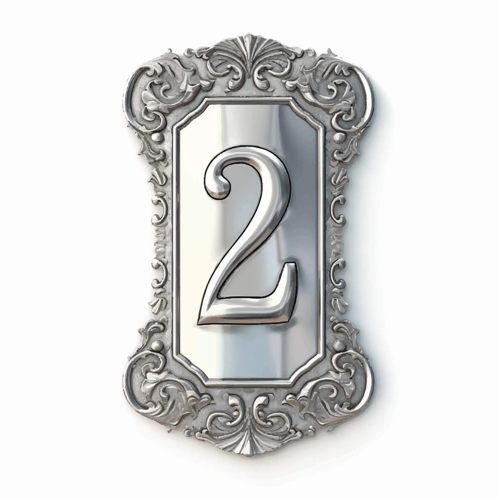 Silver Vintage Label with Number 2 Illustration — free download from Dotvec