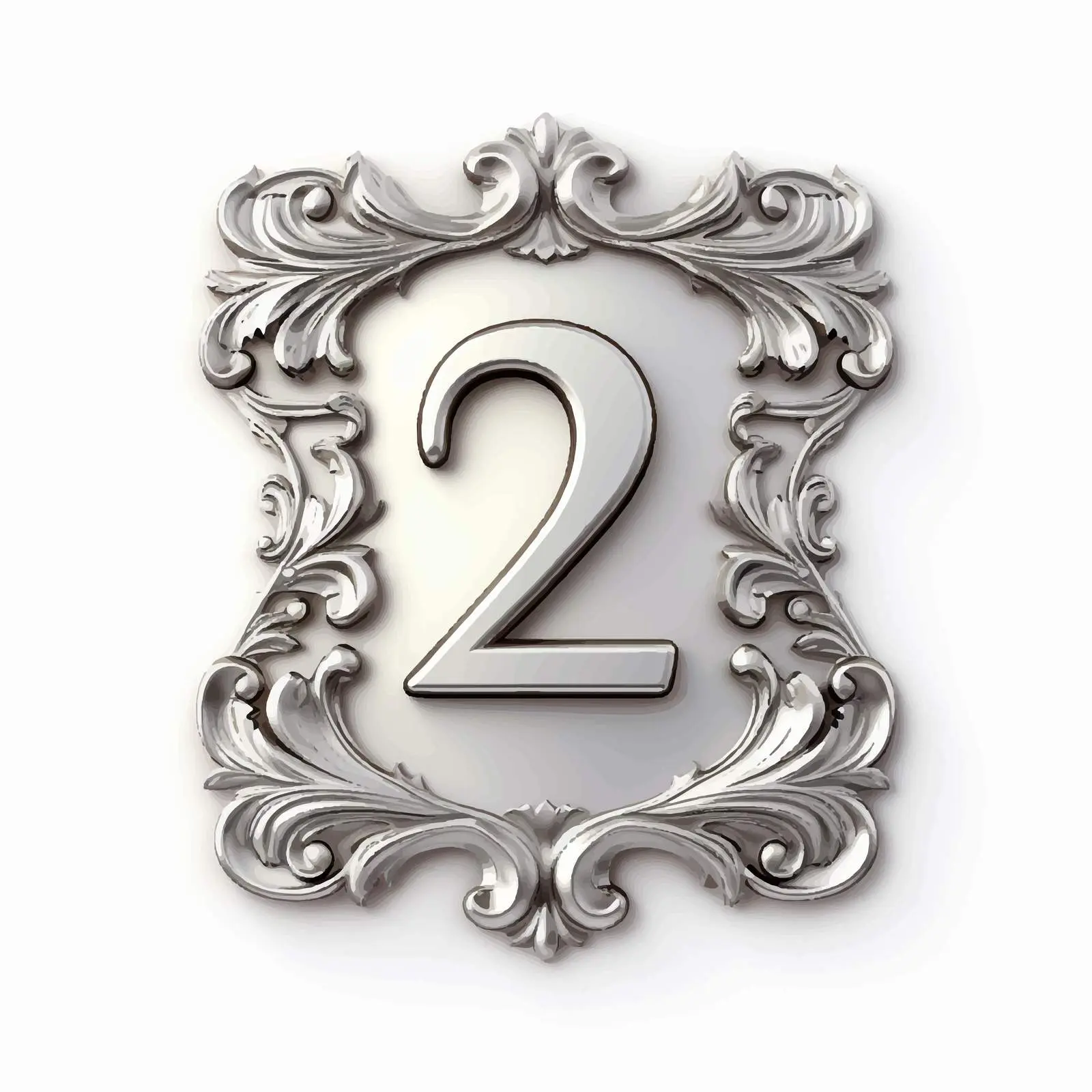 Silver Vintage Label with Number 2 Vector — free download from Dotvec