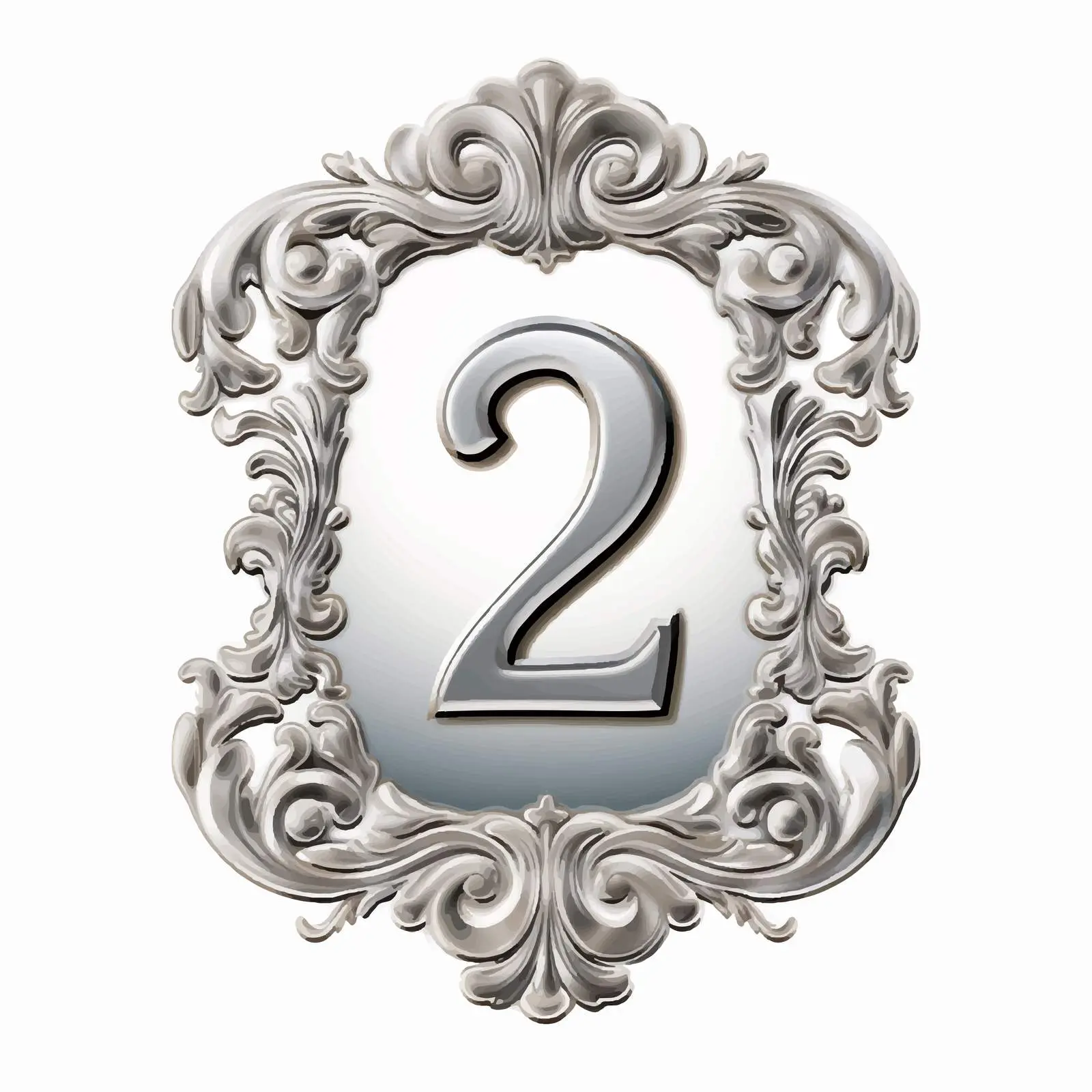 Silver Vintage Label with Number 2 Vector — free download from Dotvec
