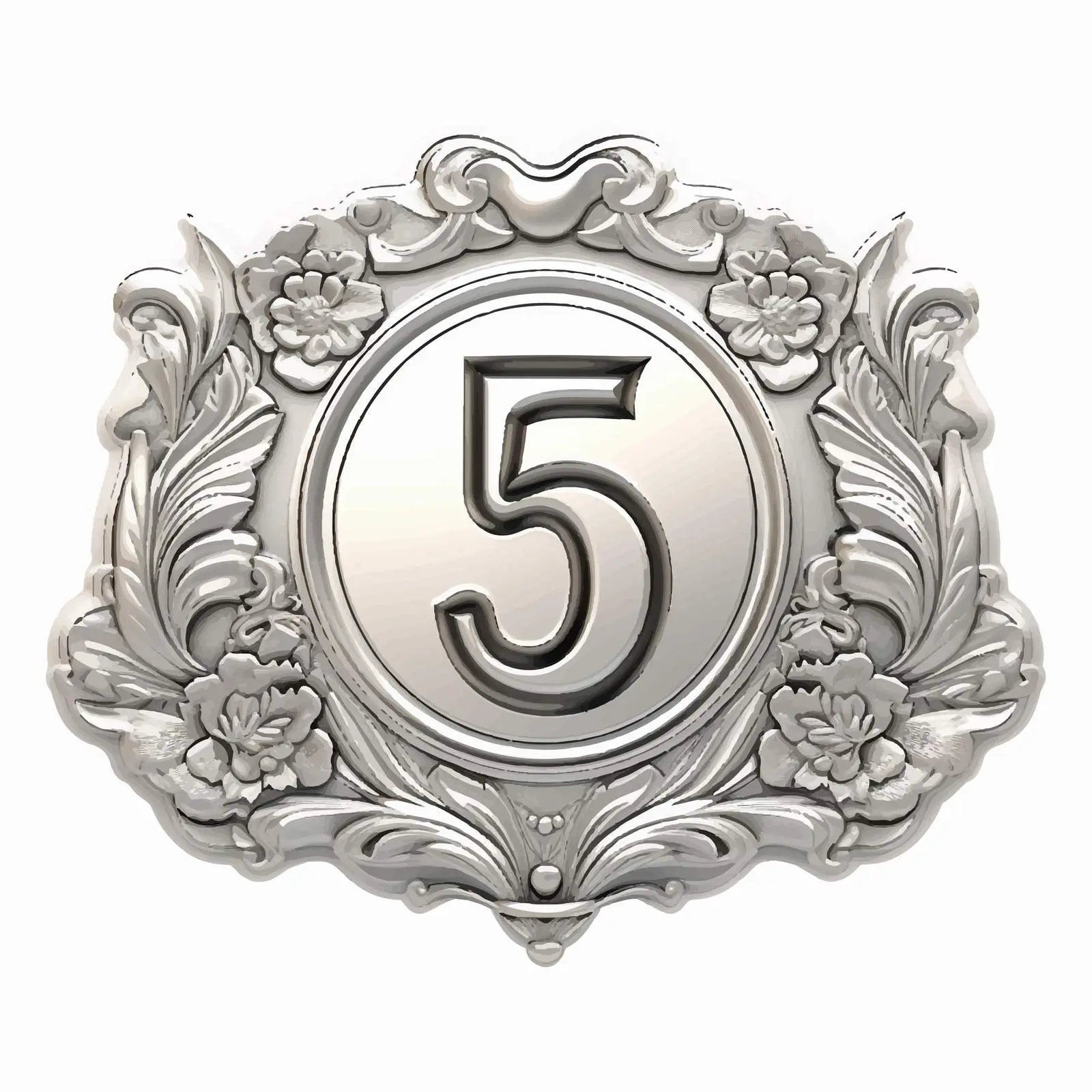 Silver Vintage Label with Number 5 Vector — free download from Dotvec