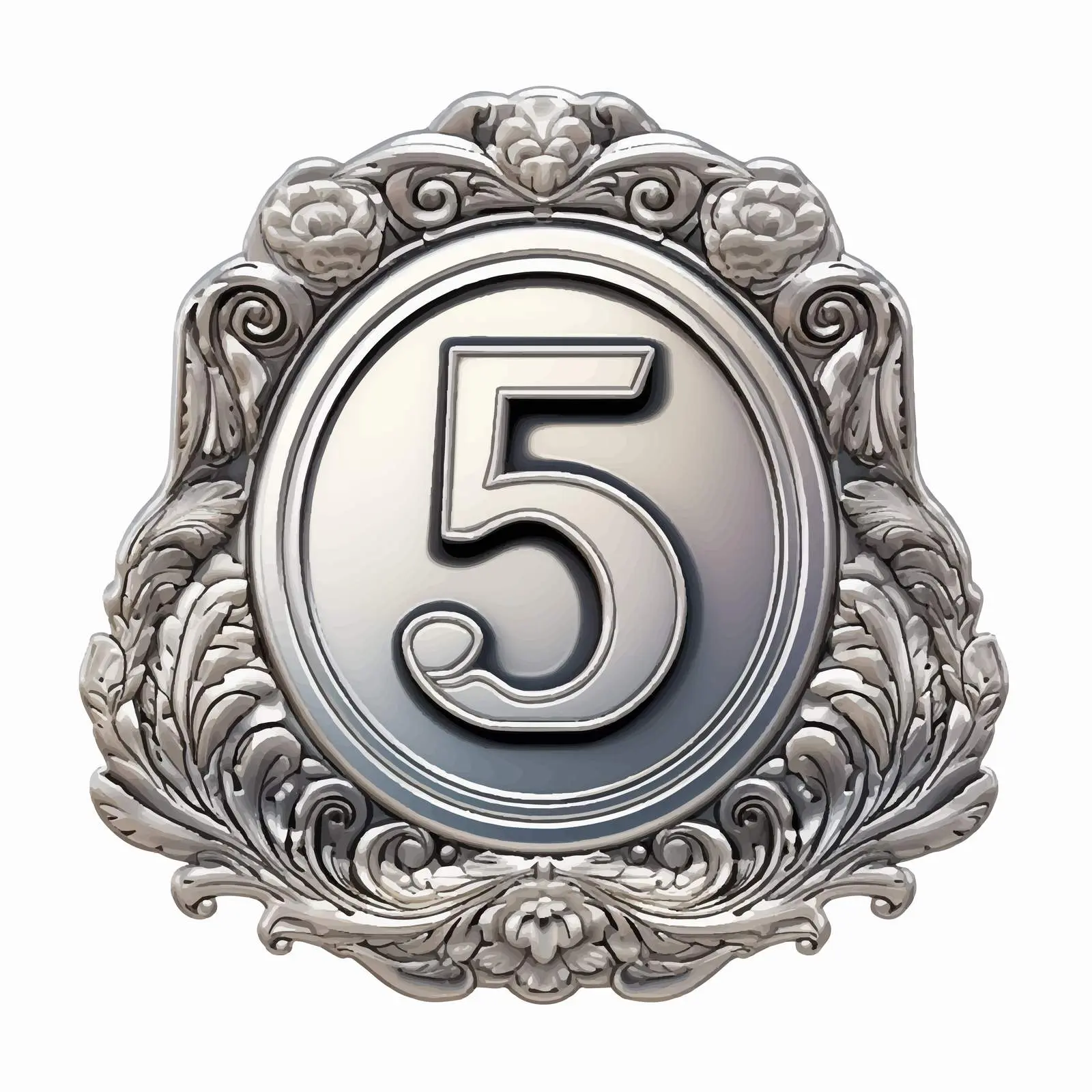 Silver Vintage Label Number 5 Cartoon Illustration — free download from Dotvec