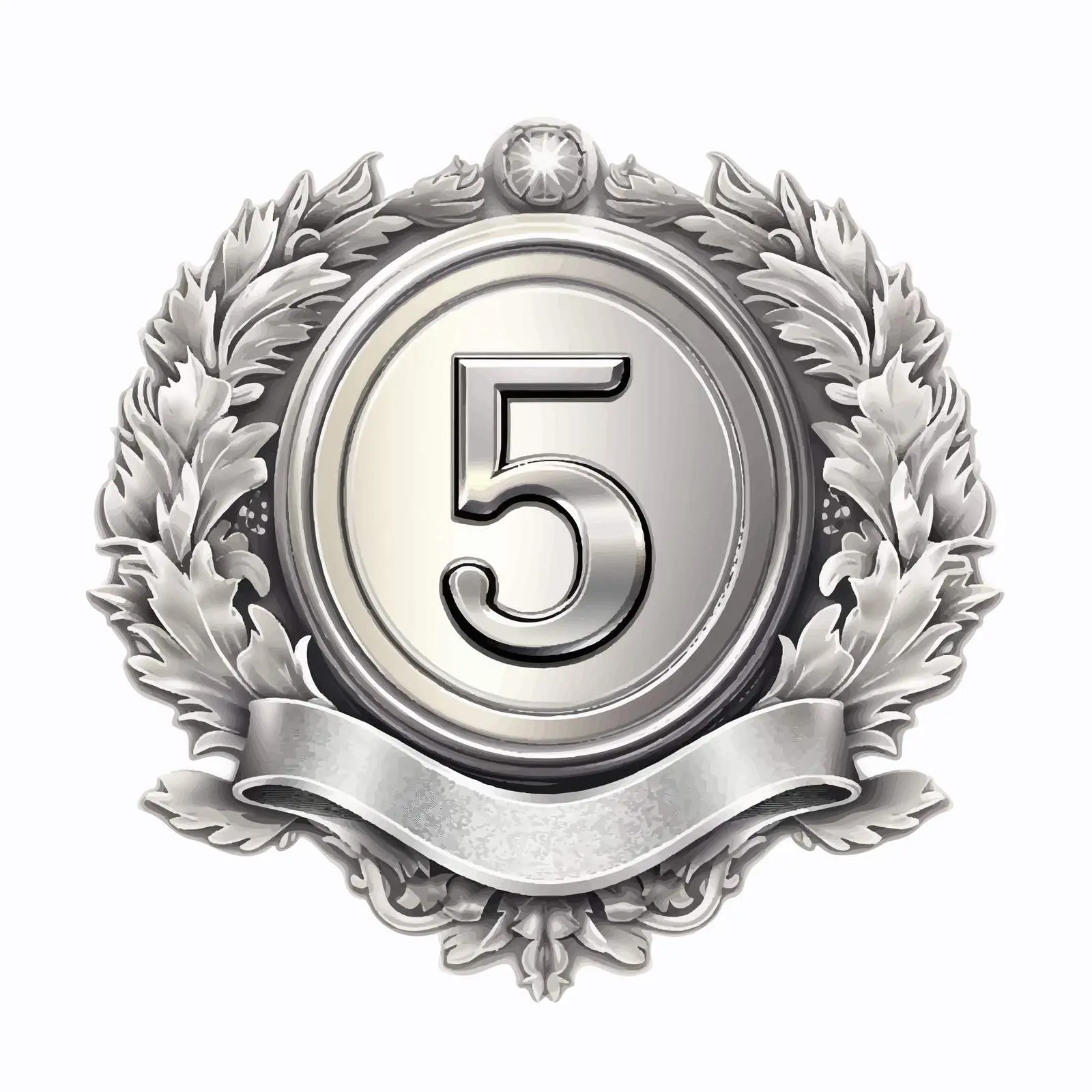 Vintage Silver Label with Number 5 Vector – free five image from Dotvec