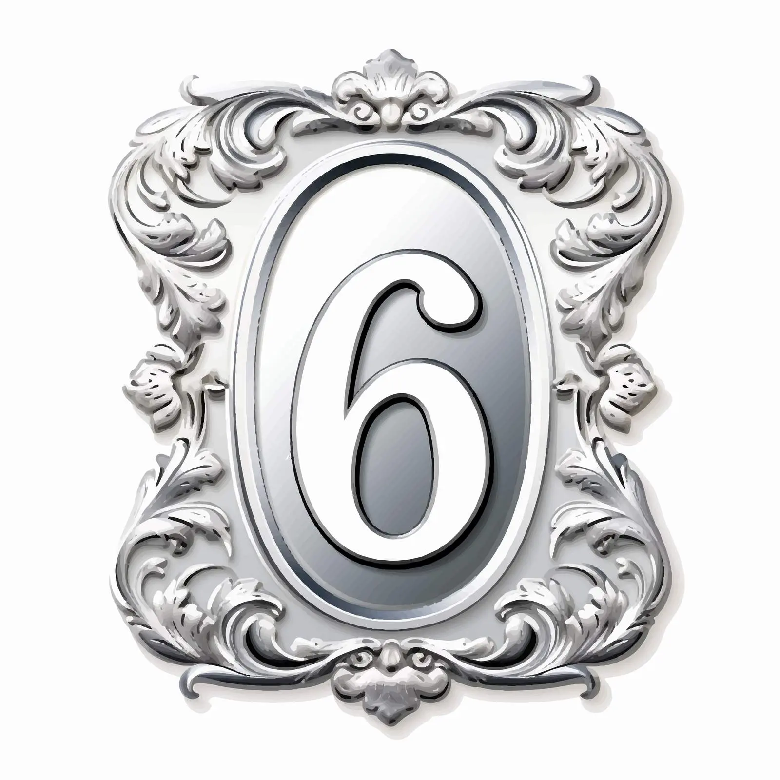 Vintage Silver Label with Number 6 Vector — free download from Dotvec