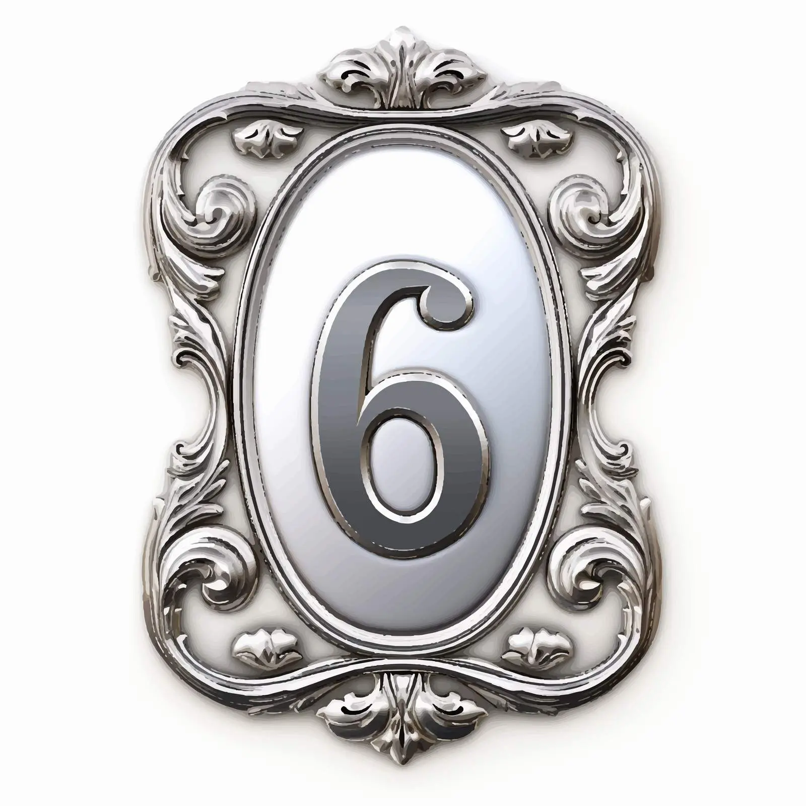 Vintage Silver Label with Number 6 Vector — free download from Dotvec