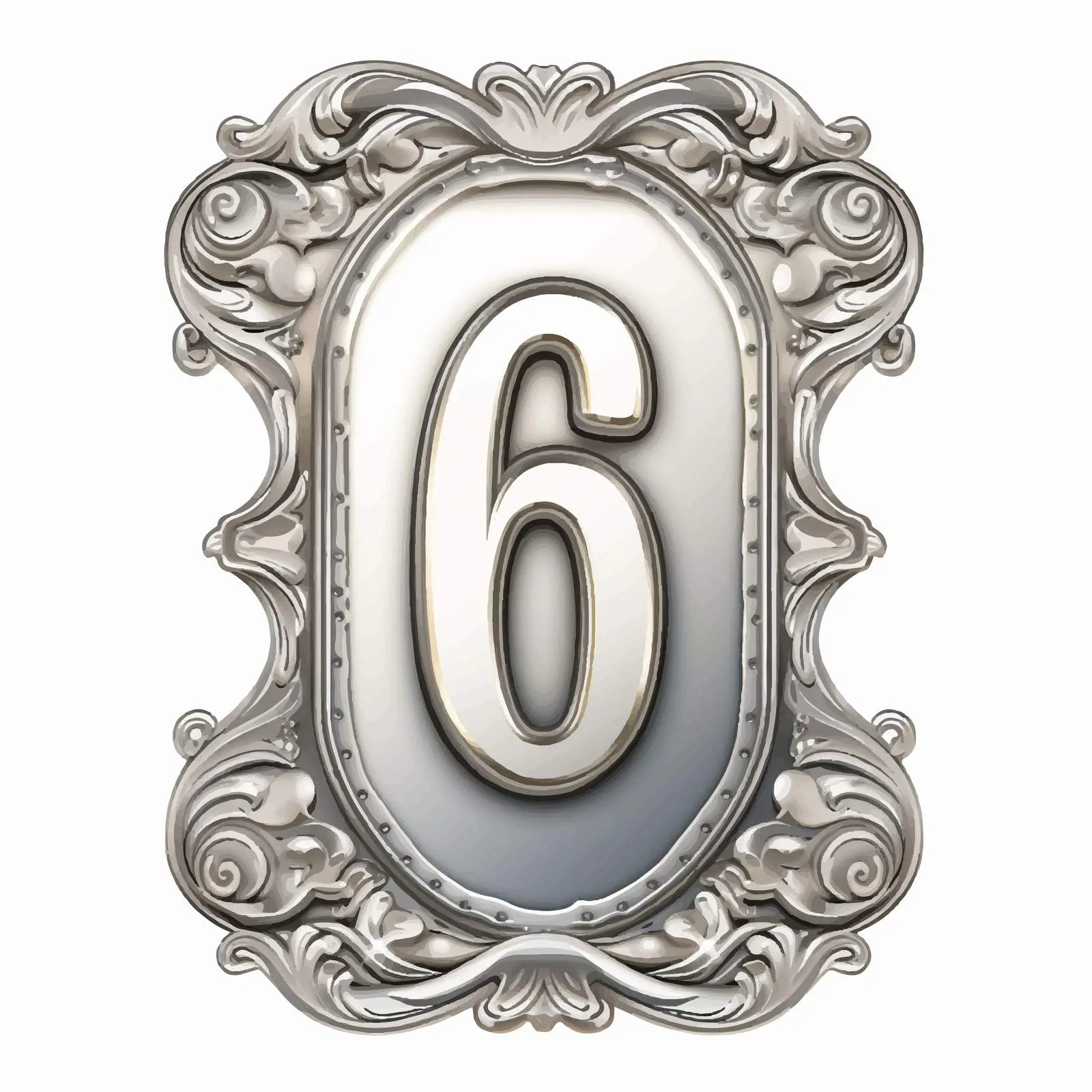 Silver Vintage Label with Number 6 Vector – free ticket image from Dotvec