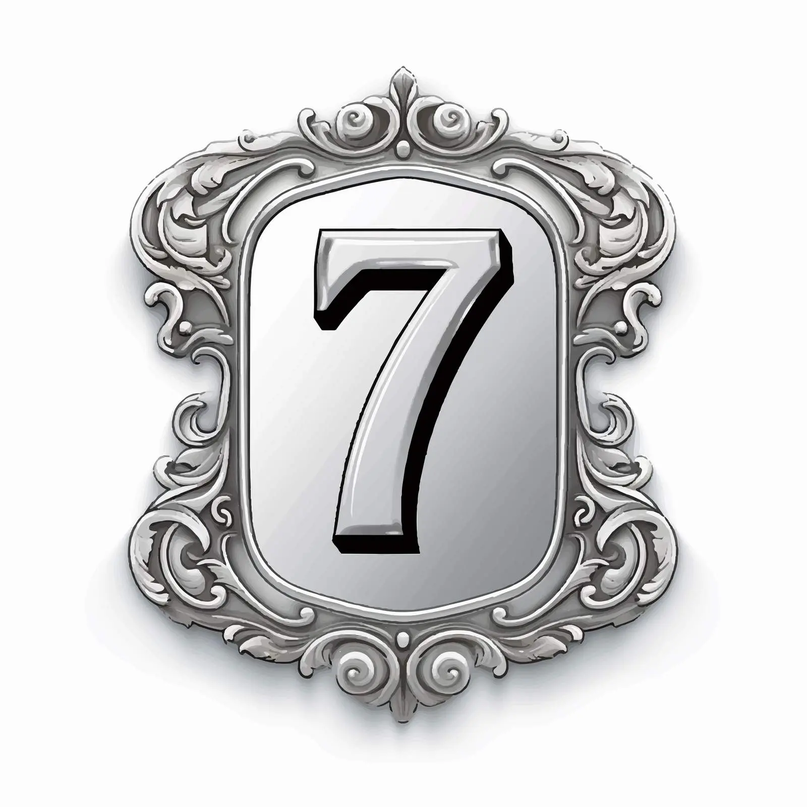 Silver Vintage Label with Number 7 Vector Design — free download from Dotvec