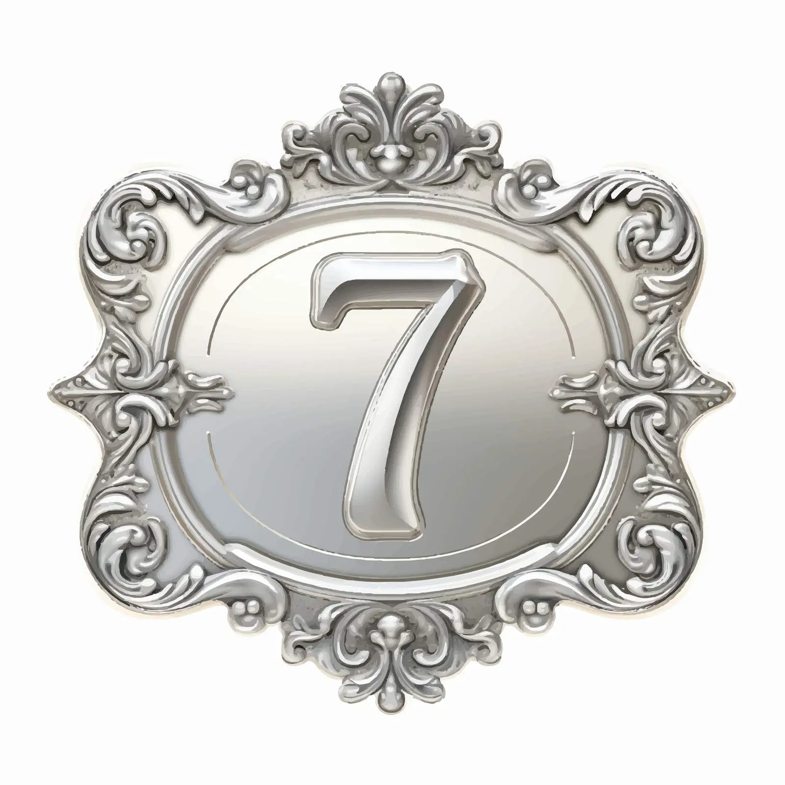 Vintage Silver Label with Number 7 Design — free download from Dotvec