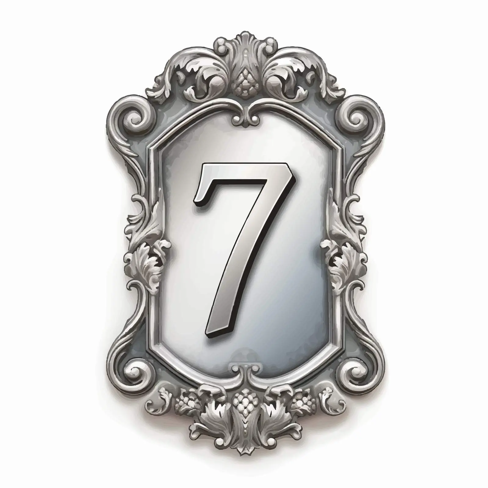 Silver Vintage Label with Number 7 Illustration – free creative label image from Dotvec