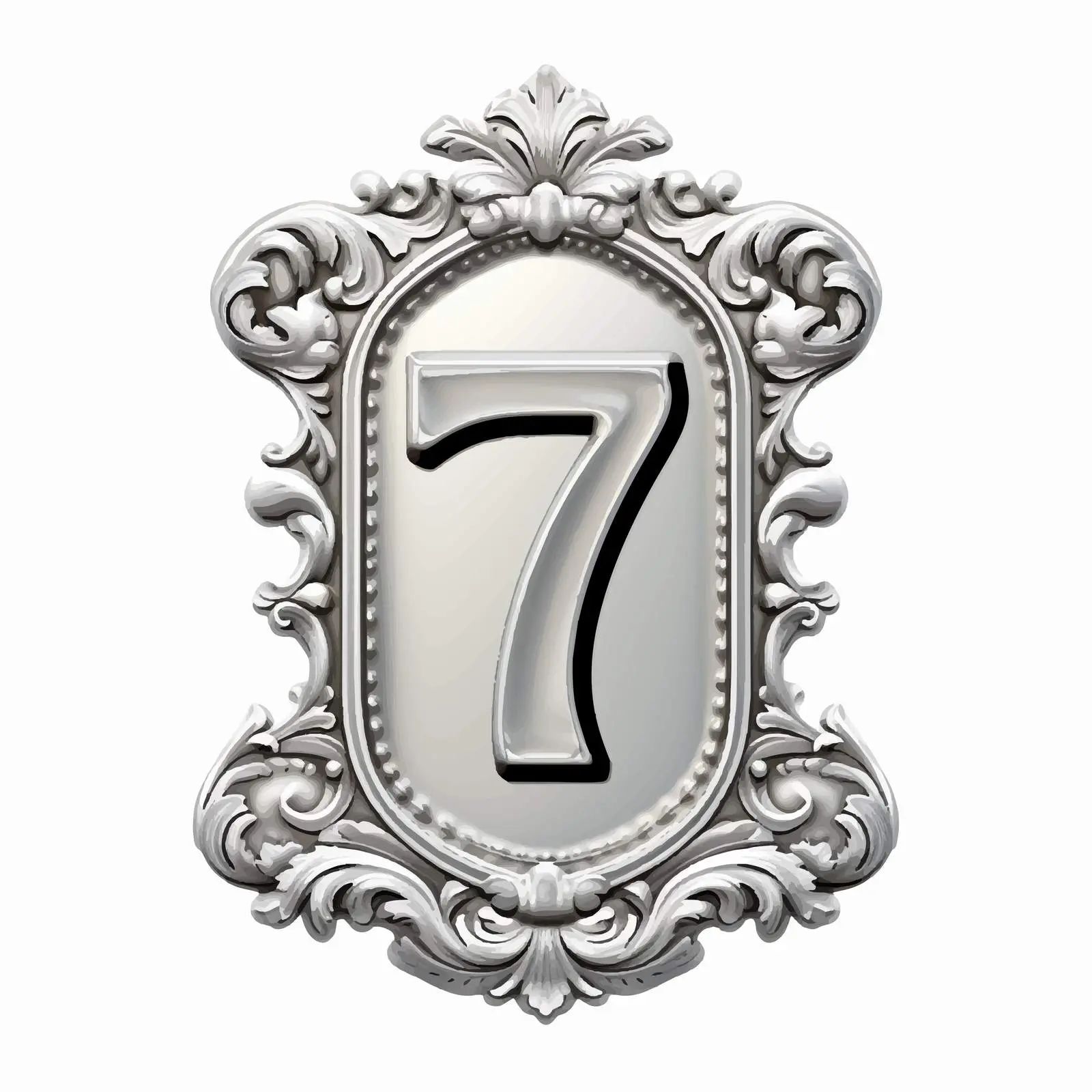 Silver Vintage Label with Number 7 Vector Art – free creative label image from Dotvec
