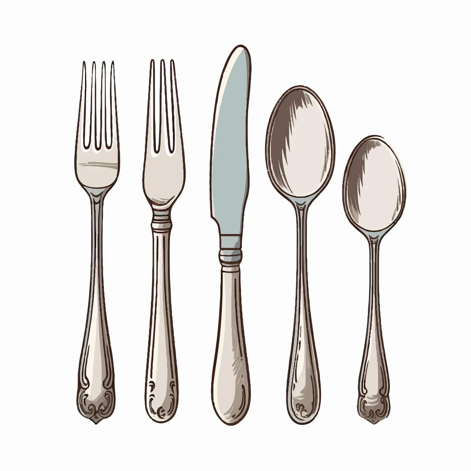 Elegant Vector Silverware Set for Dining – free meal presentation image from Dotvec