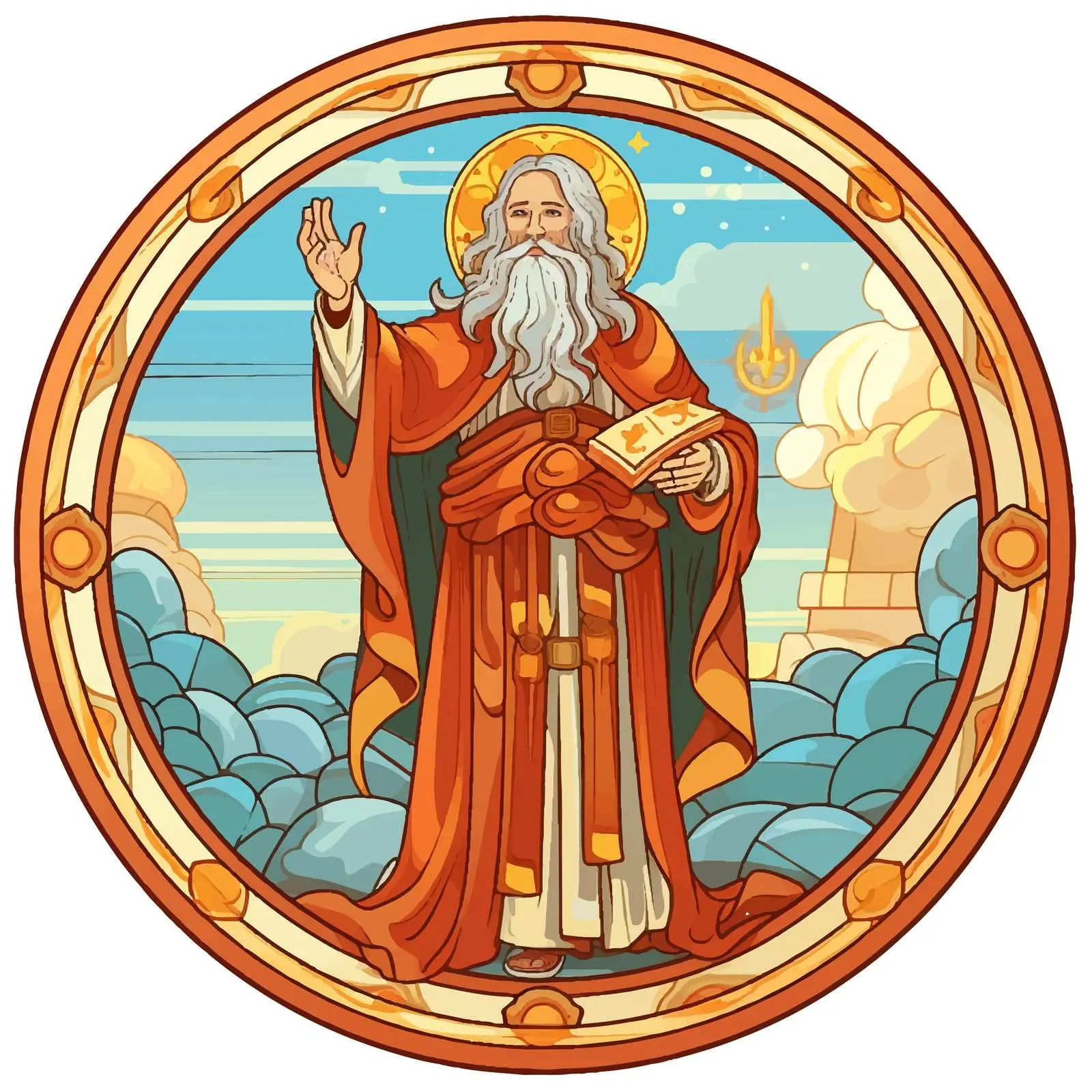 Simeon the God Receiver Byzantine Fresco Illustration — free download from Dotvec