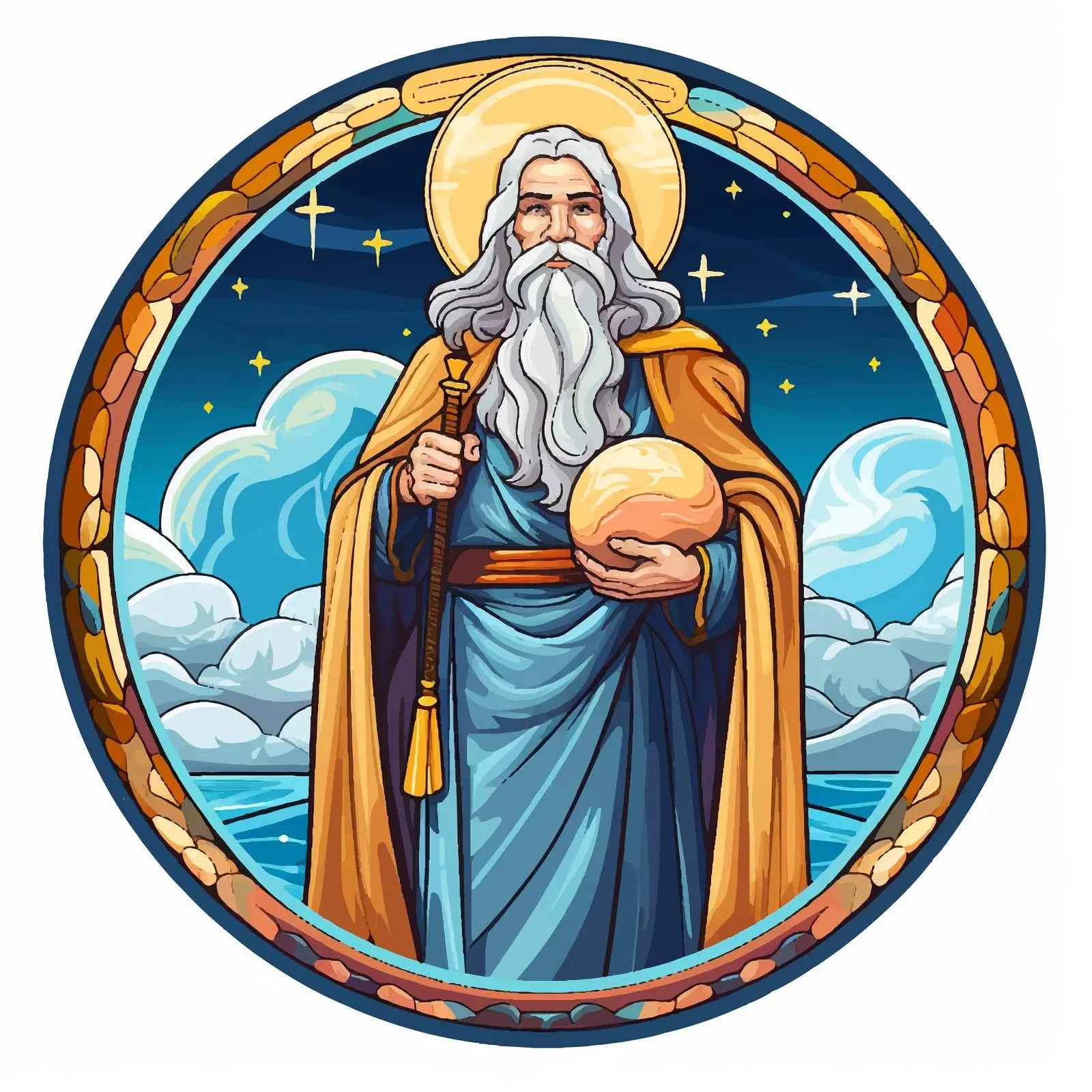 Simeon the God-receiver Byzantine Fresco Illustration — free download from Dotvec