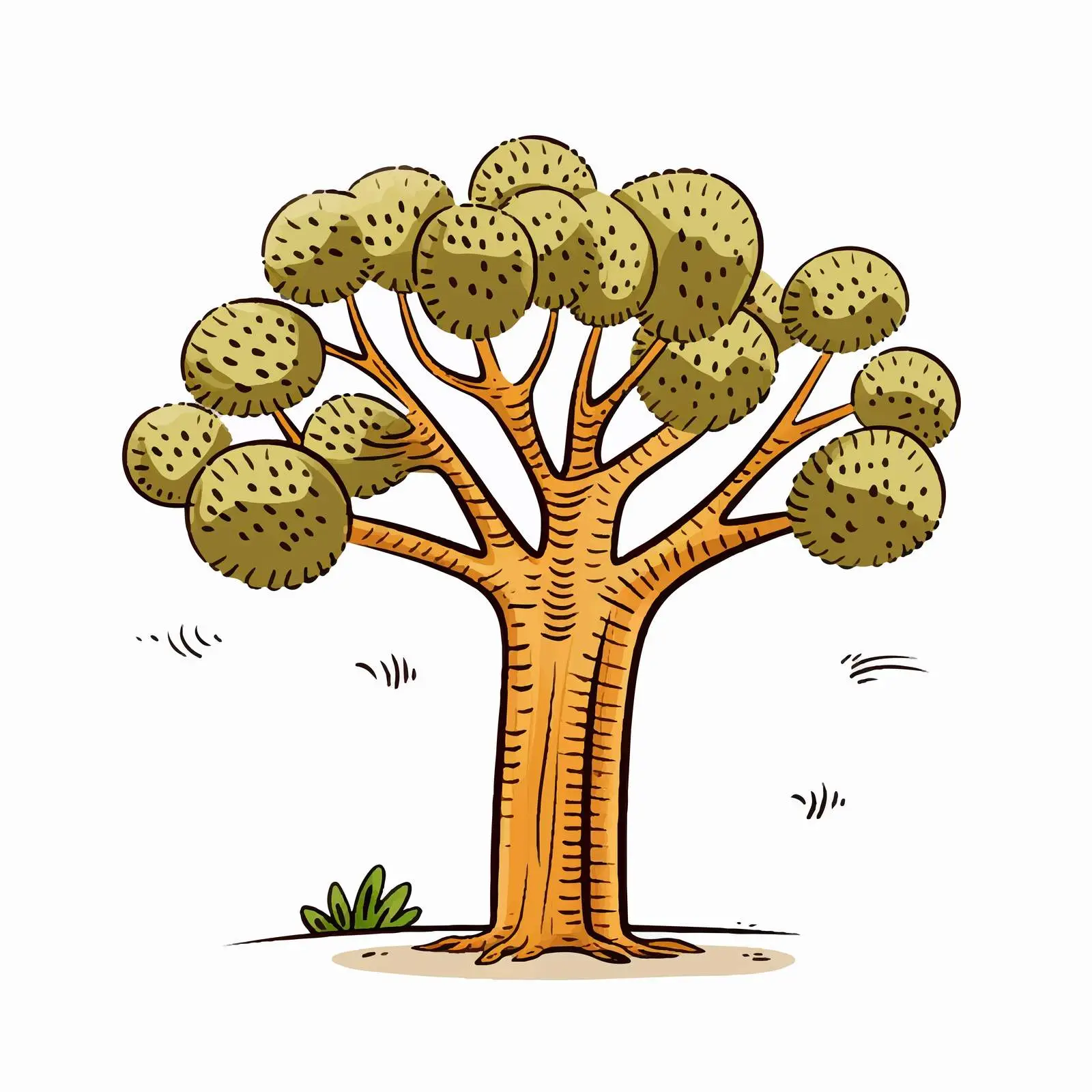 Naive Doodle Tree with Leaves and Trunk – free naive image from Dotvec