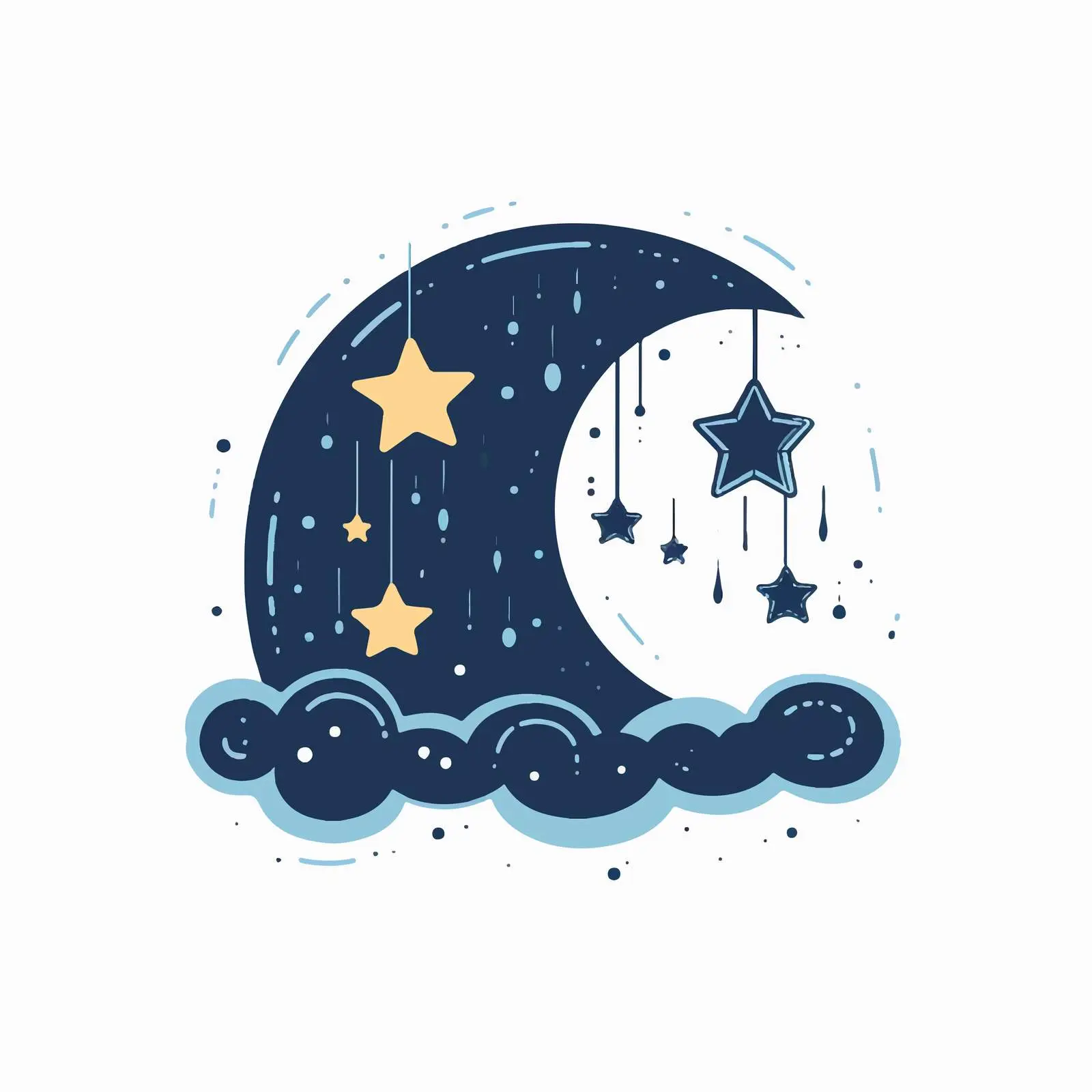 Rainy Night Weather Icon with Half Moon — free download from Dotvec
