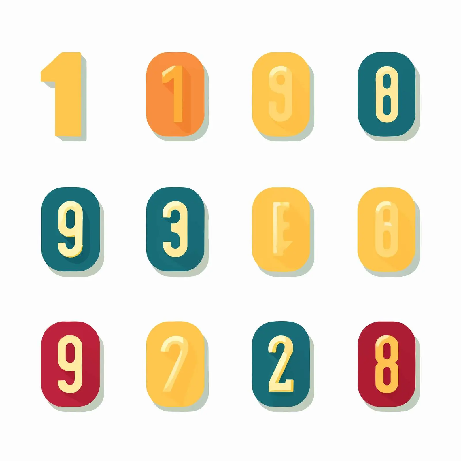 Flat Vector Icon Set of Numbers 0 to 9 — free download from Dotvec